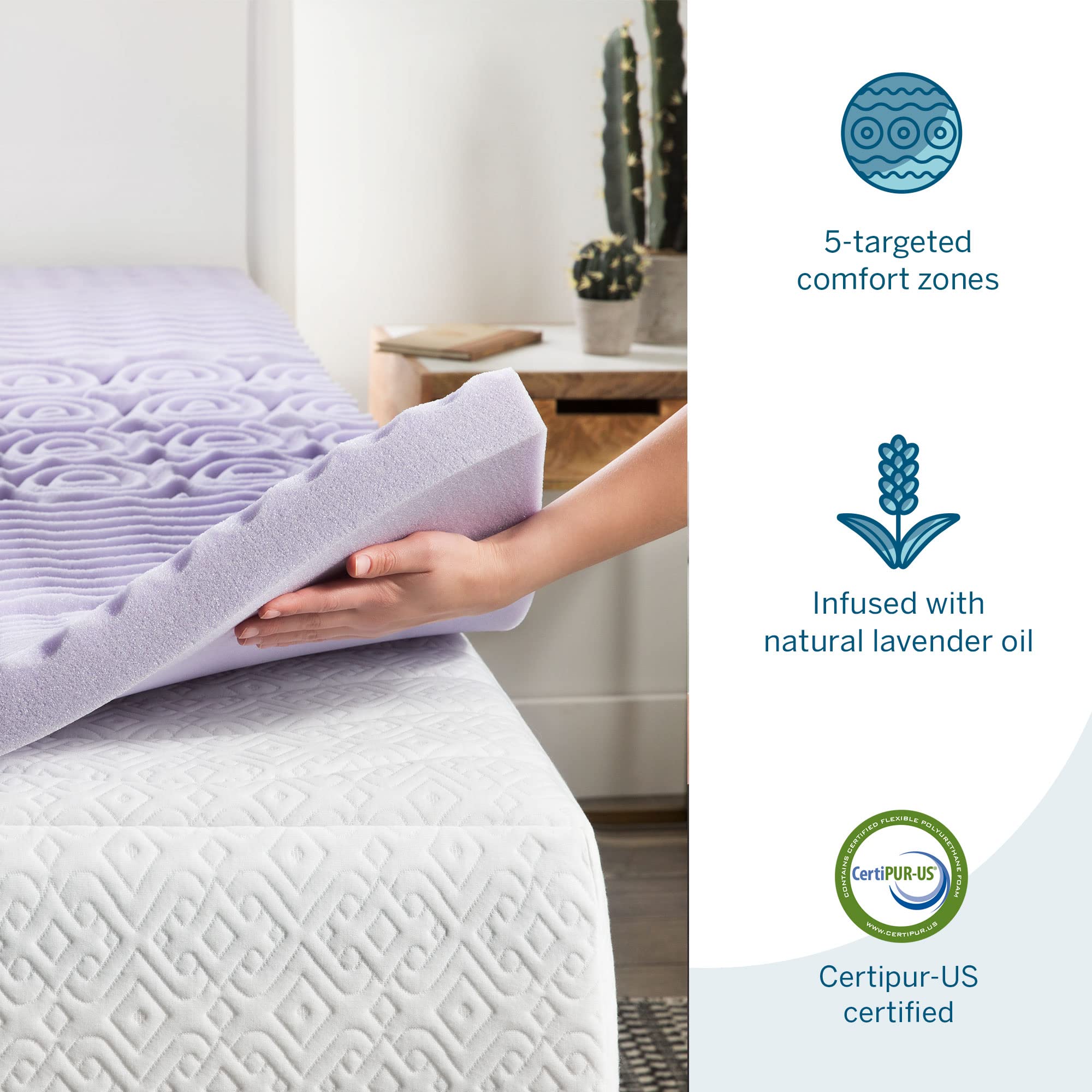 LUCID 2 Inch 5 Foam Mattress Topper Twin