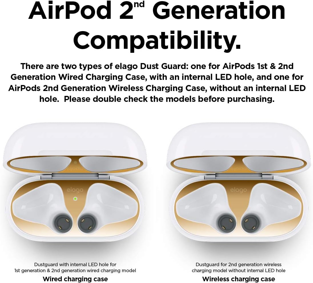 حماية الغبار Elago للجيل الثاني من سماعات أبل Airpods مجموعتين ذهبية