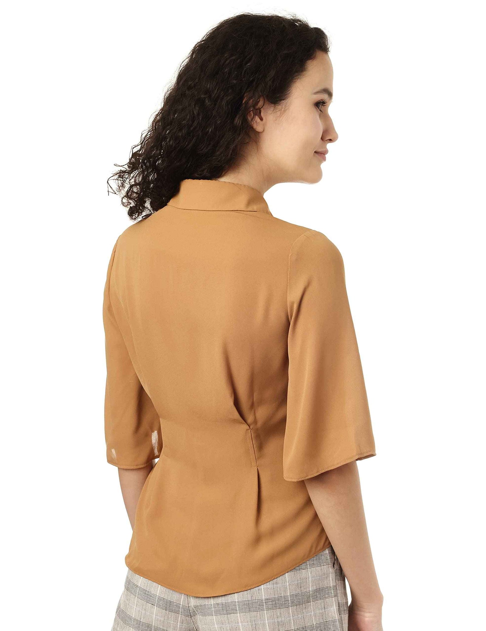 Elle Short Sleeves Shirt Neck Blouse for Women - Safqqa Egypt