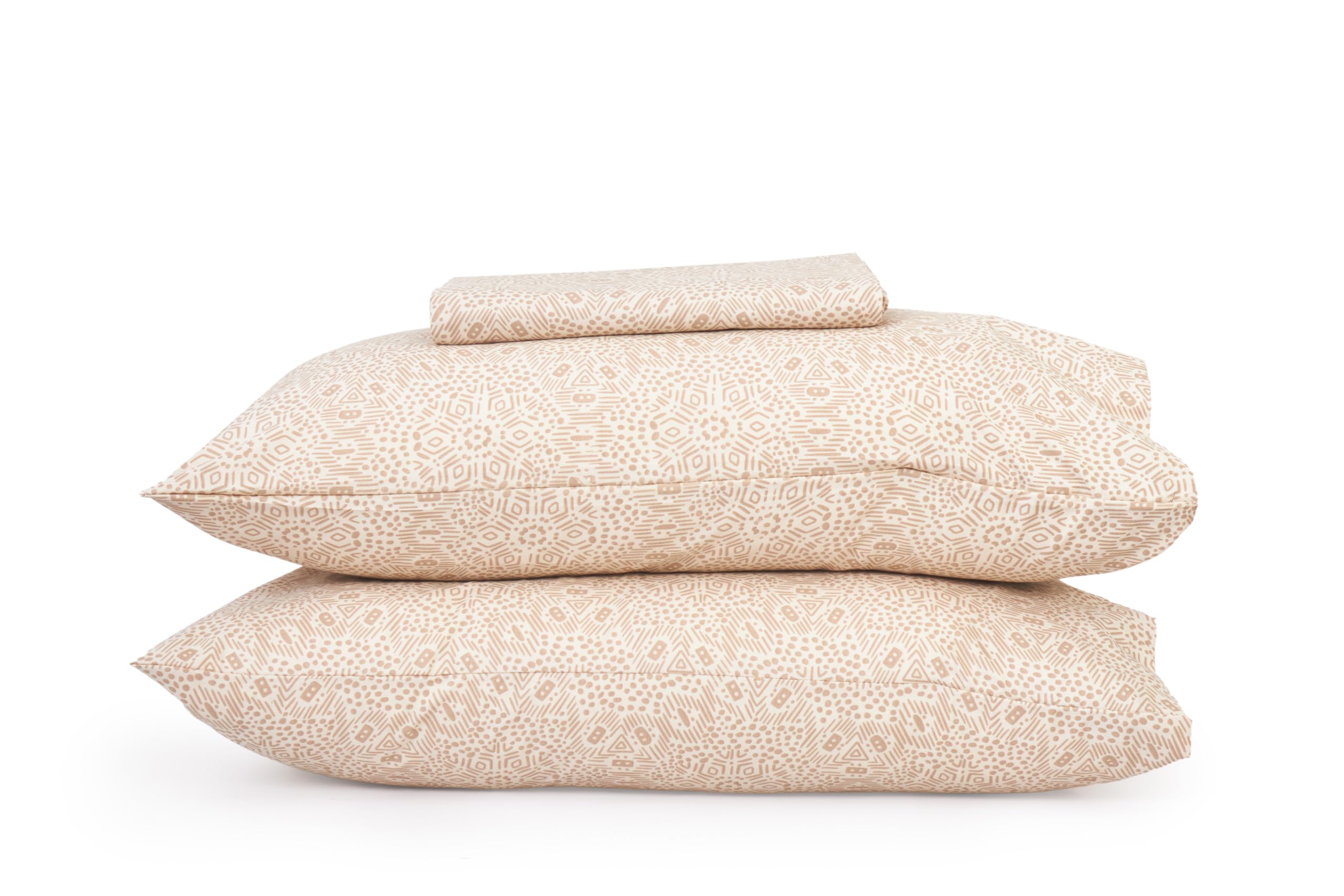  طقم سرير من  Home Of Linen مطبوع 3 قطع لسرير مفرد - ملاءة مسطحة واحدة+ 2 غطاء وسادة - قطن – Safqqa Egypt