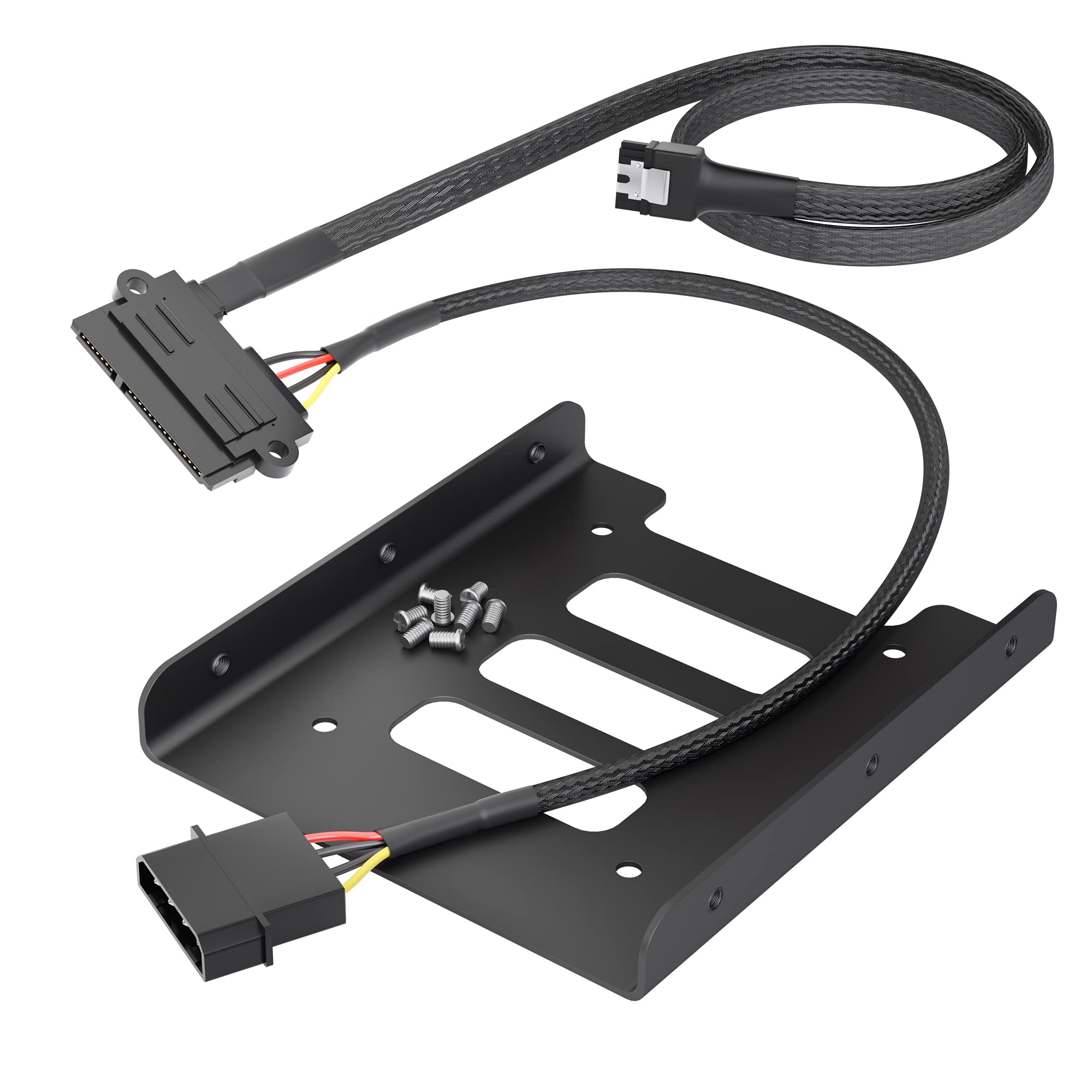 KabelDirekt 825 0.6m SSD/HDD installation frame + 30cm 22-pin SATA to 4-pin Molex power cable and 60cm 7-pin 3 data 6 Gbit/s 8 screws (crosshead) black