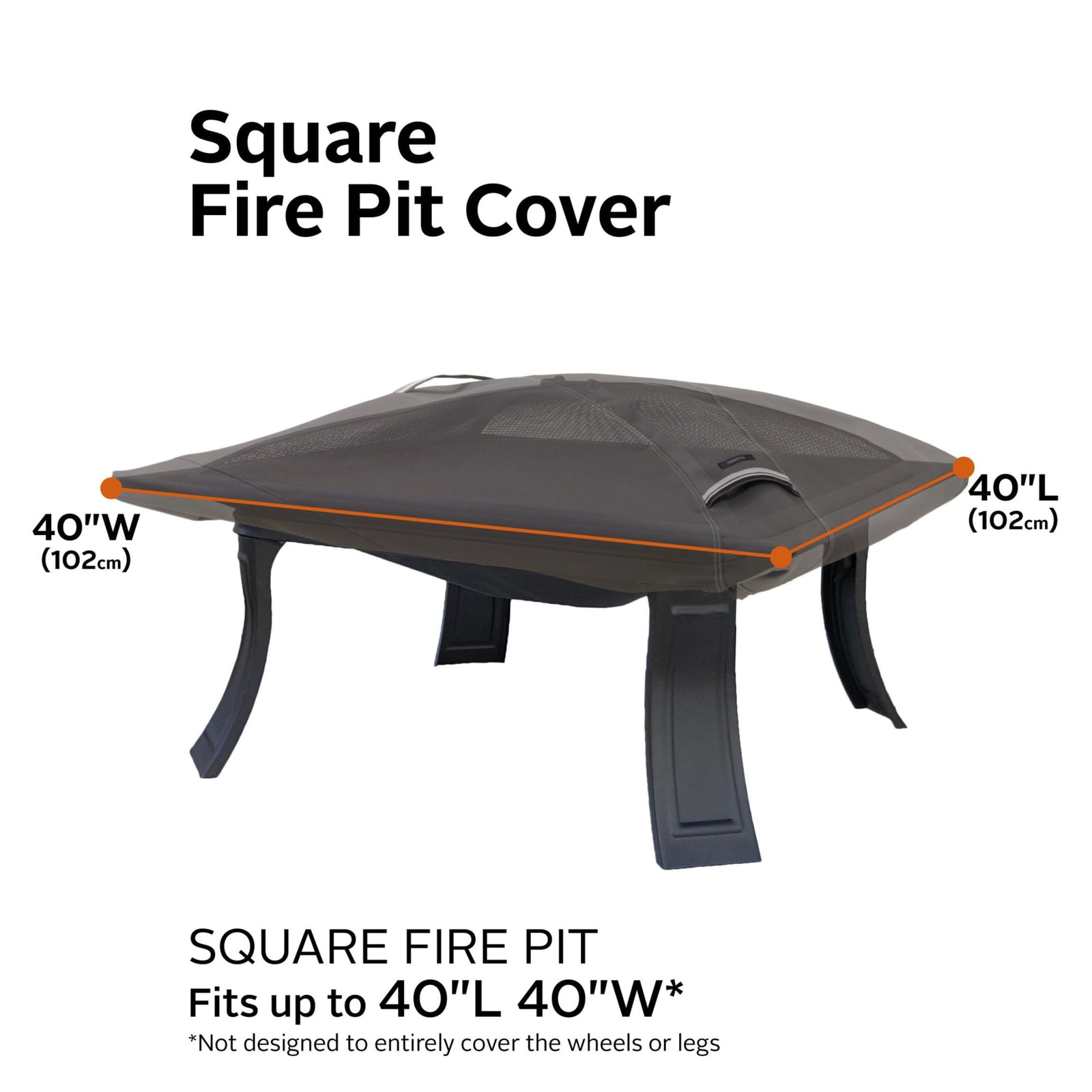  غطاء لموقد النار المربع 40 × 40 بوصة باللون البيج الرملي الأنيق. تم تصميم هذا الغطاء بجودة عالية لتحمل الظروف الجوية المختلفة، فهو مصنوع من قماش بوليستر متين مزوّد بطبقة مقاومة للماء لحماية موقد النار من المطر