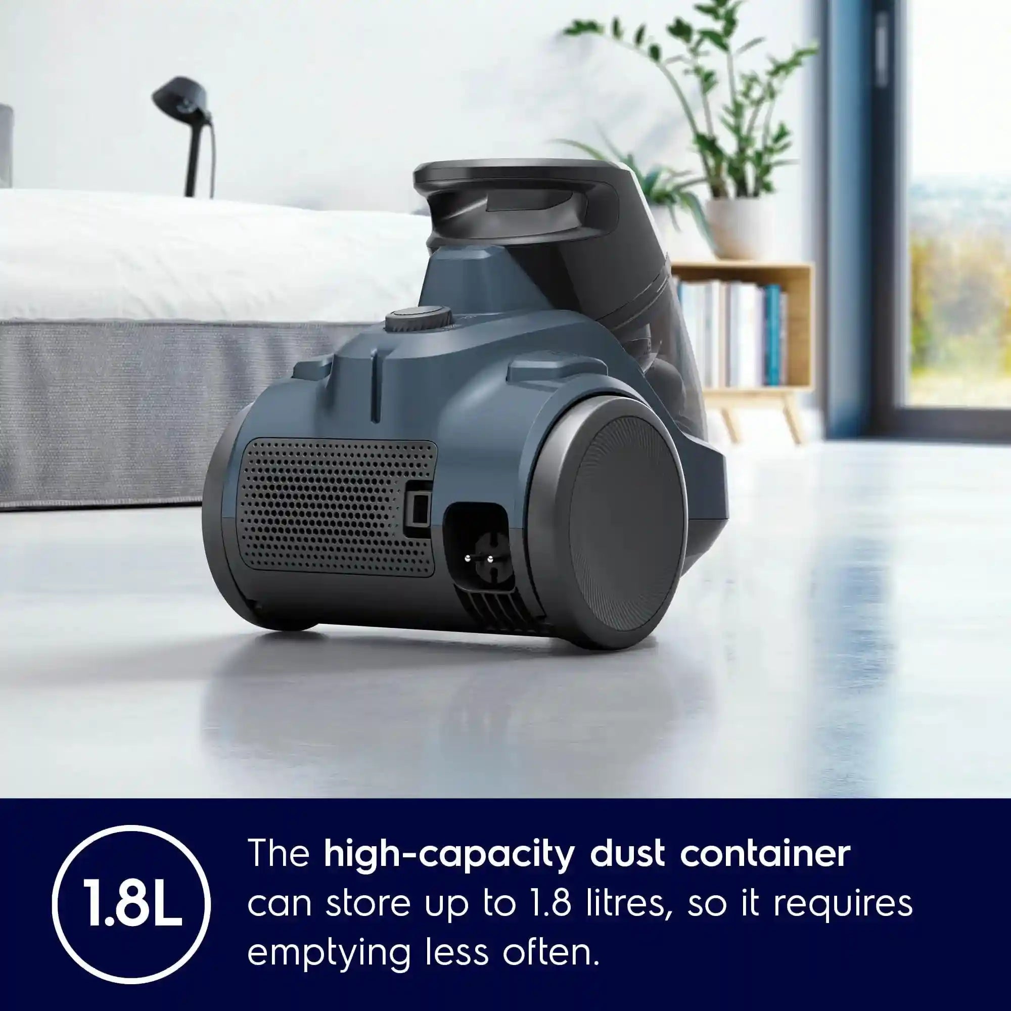 Electrolux 2000W Canister Bagless Vacuum Cleaner with 4 Steps Filtration & Washable Filter for Pet Hair, Carpet, Tile, Hard Floor, 1.8L Dust Capacity, Easy Emptying with Single Button Release, EC412DB- Have Scratches And It has a simple cut - Safqqa Egypt
