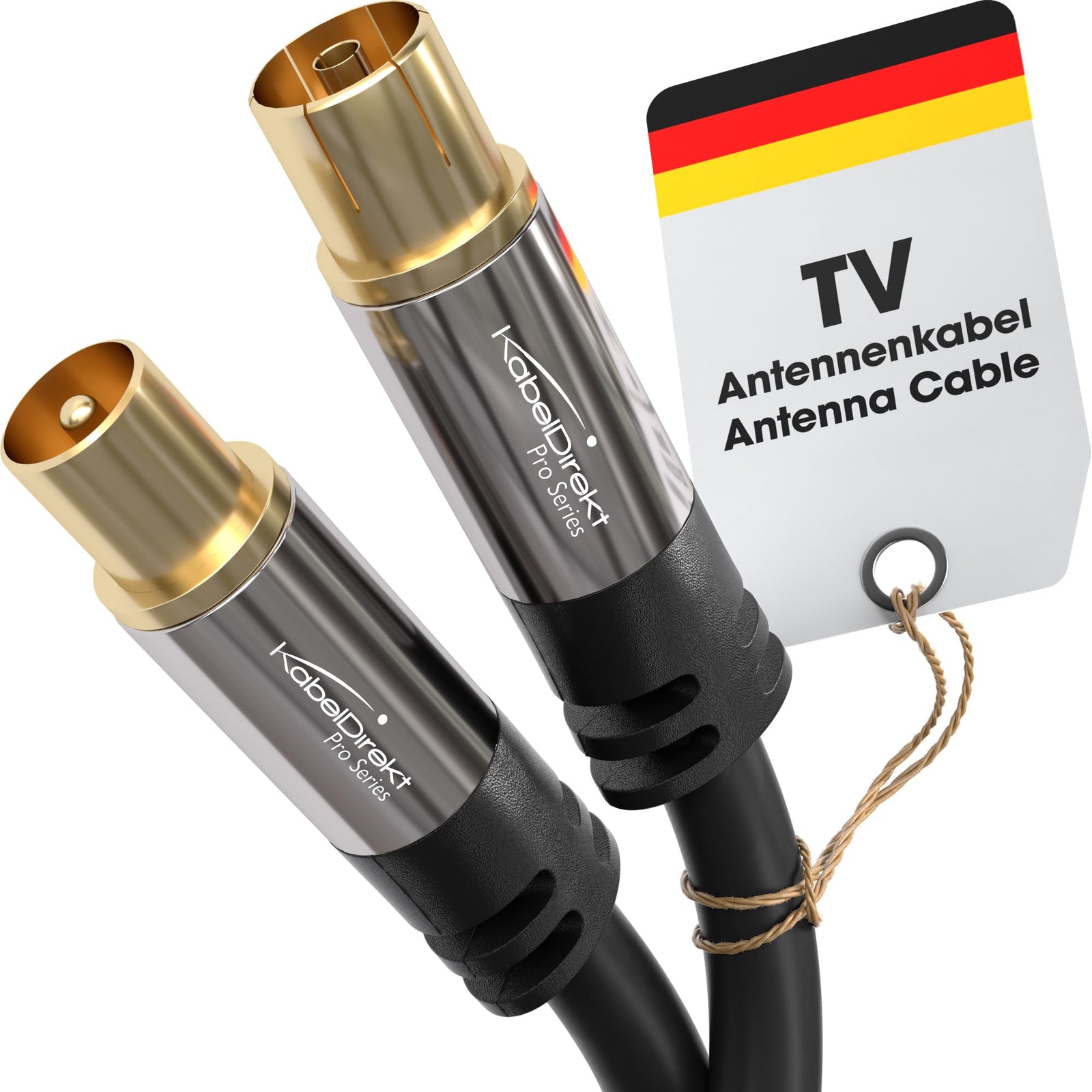 KabelDirekt – 4K TV Aerial Cable, Coaxial Cable – 20m – For Digital & Analogue TV, Metal Connectors – Available in 0.5-20m (Plug to Socket, for DVB-C/DVB-T/DVB-S, black)