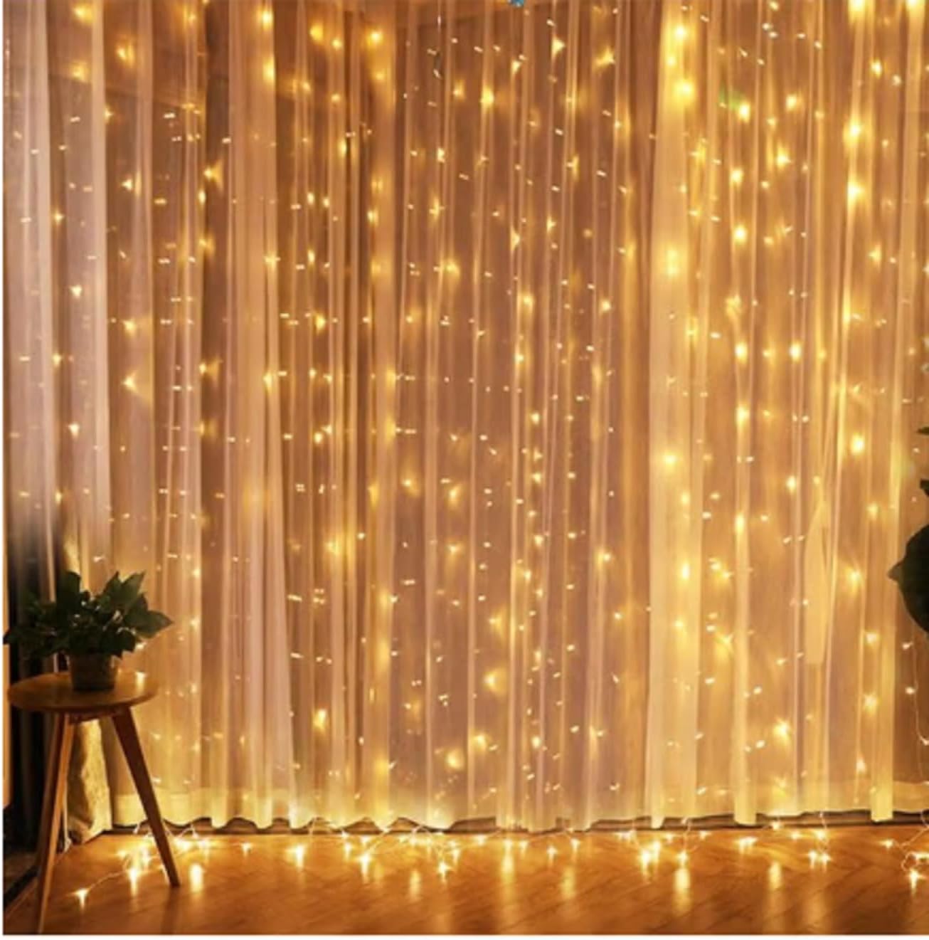 Generic 3m Yellow LED Curtain - 10 Branches, Indoor Use, LED Light Source, Ramadan Decoration