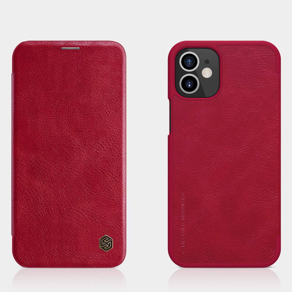 NILLKIN QIN LEATHER FLIP COVER WITH CARD SLOT FOR IPHONE 12 MINI - RED