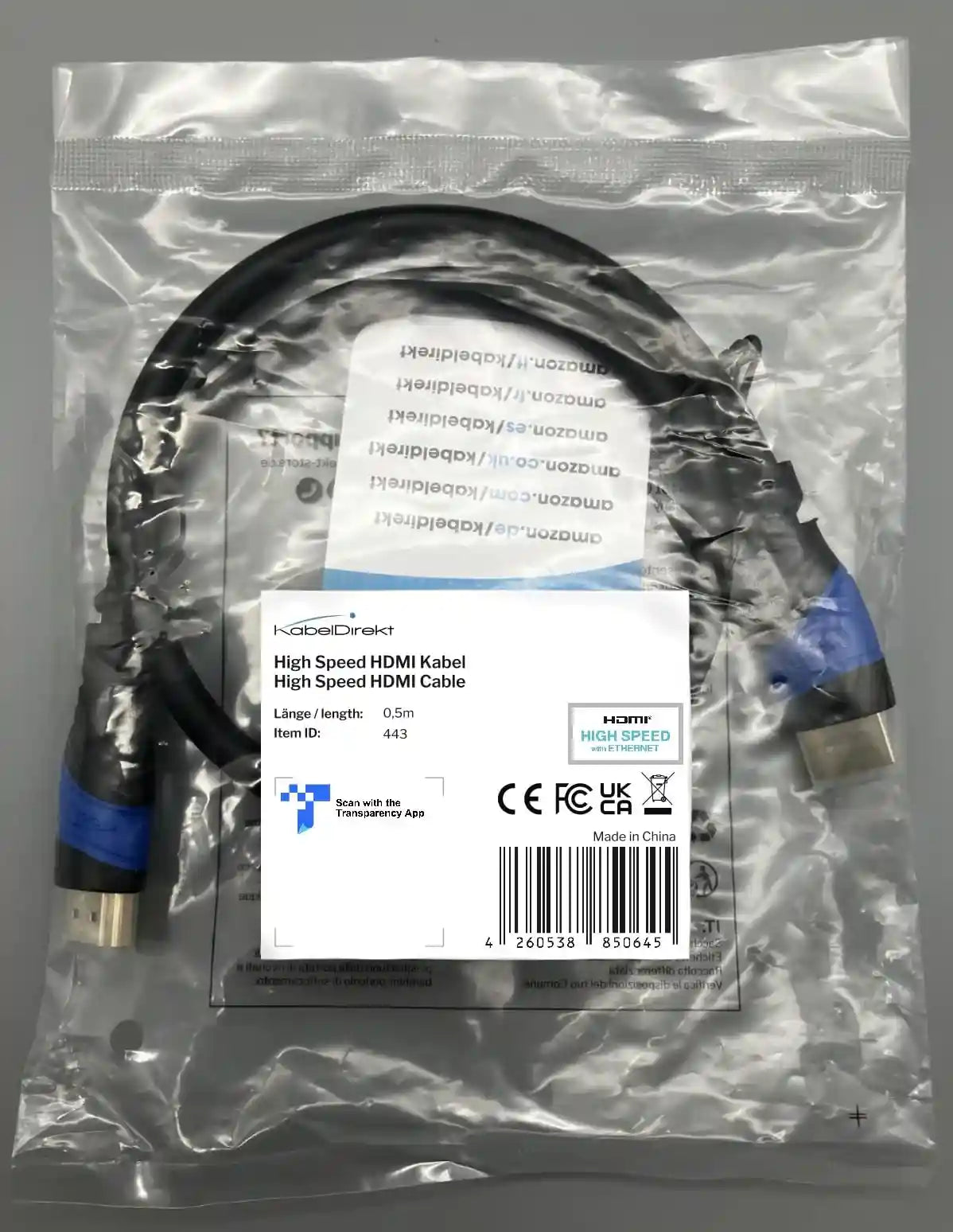 كابل HDMI من كابل دايركت بطول ٠٫٥ متر مصمم لنقل الصوت والصورة بجودة عالية وسرعة فائقة. يدعم دقة ٤ كي عند ٦٠ هرتز، والدقة الكاملة، والدقة الفائقة، ومحتوى ثلاثي الأبعاد