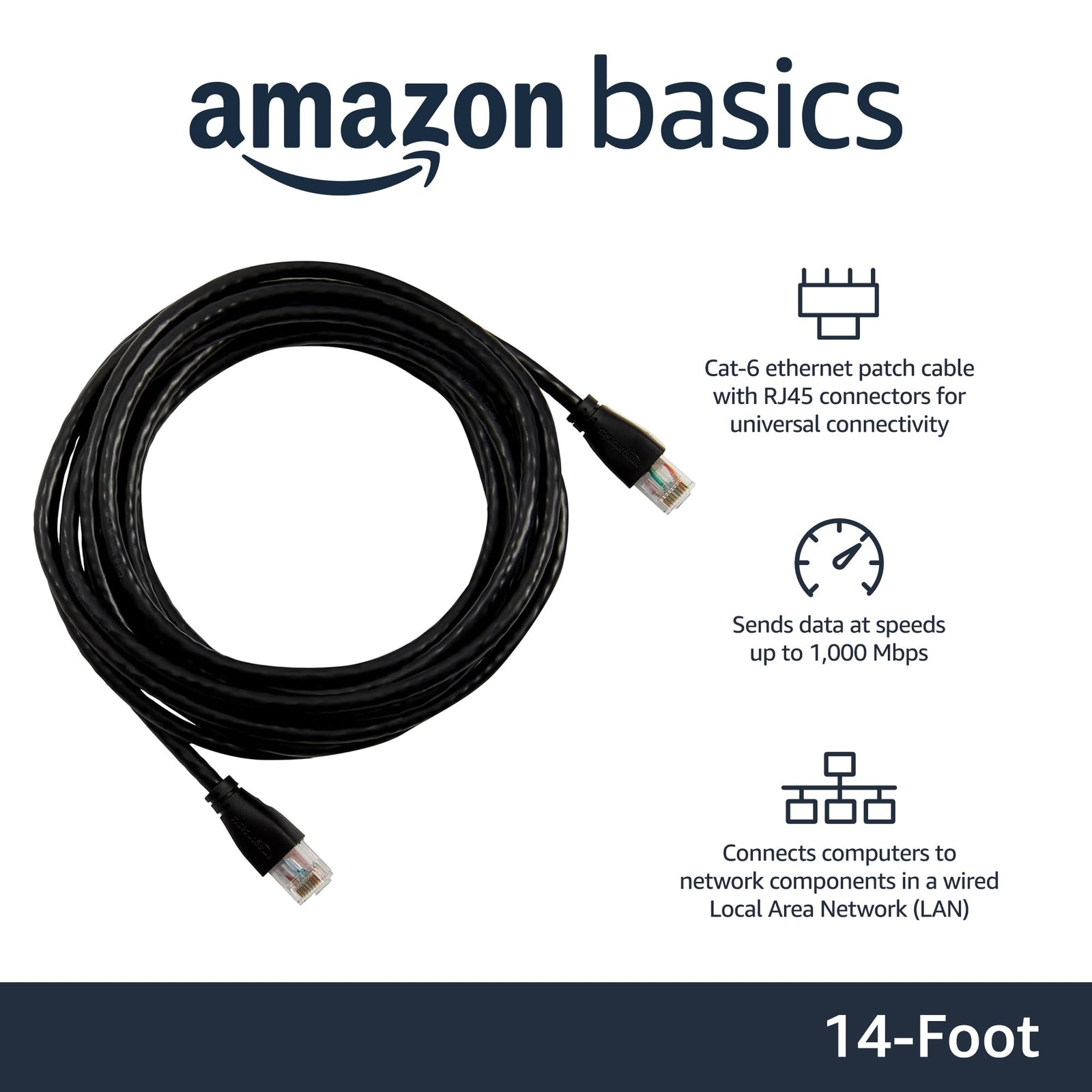 Amazon Basics RJ45 Cat 6 Ethernet Patch Cable – 1Gbps
