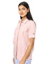 Splash Chest Pockets Roll-Up Sleeves Shirt for Women