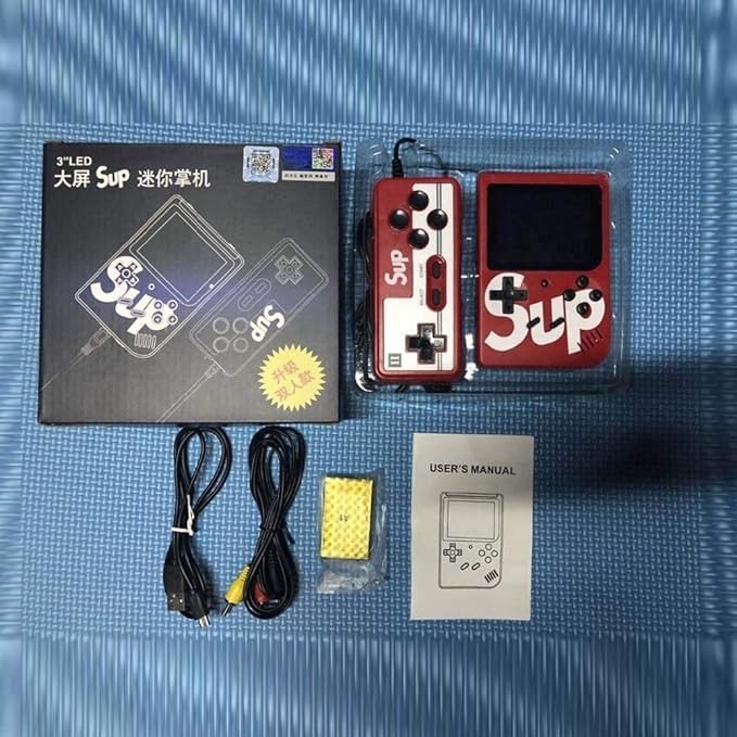 Sup Retro Gaming Console Classic USB Rechargeable Handheld Red