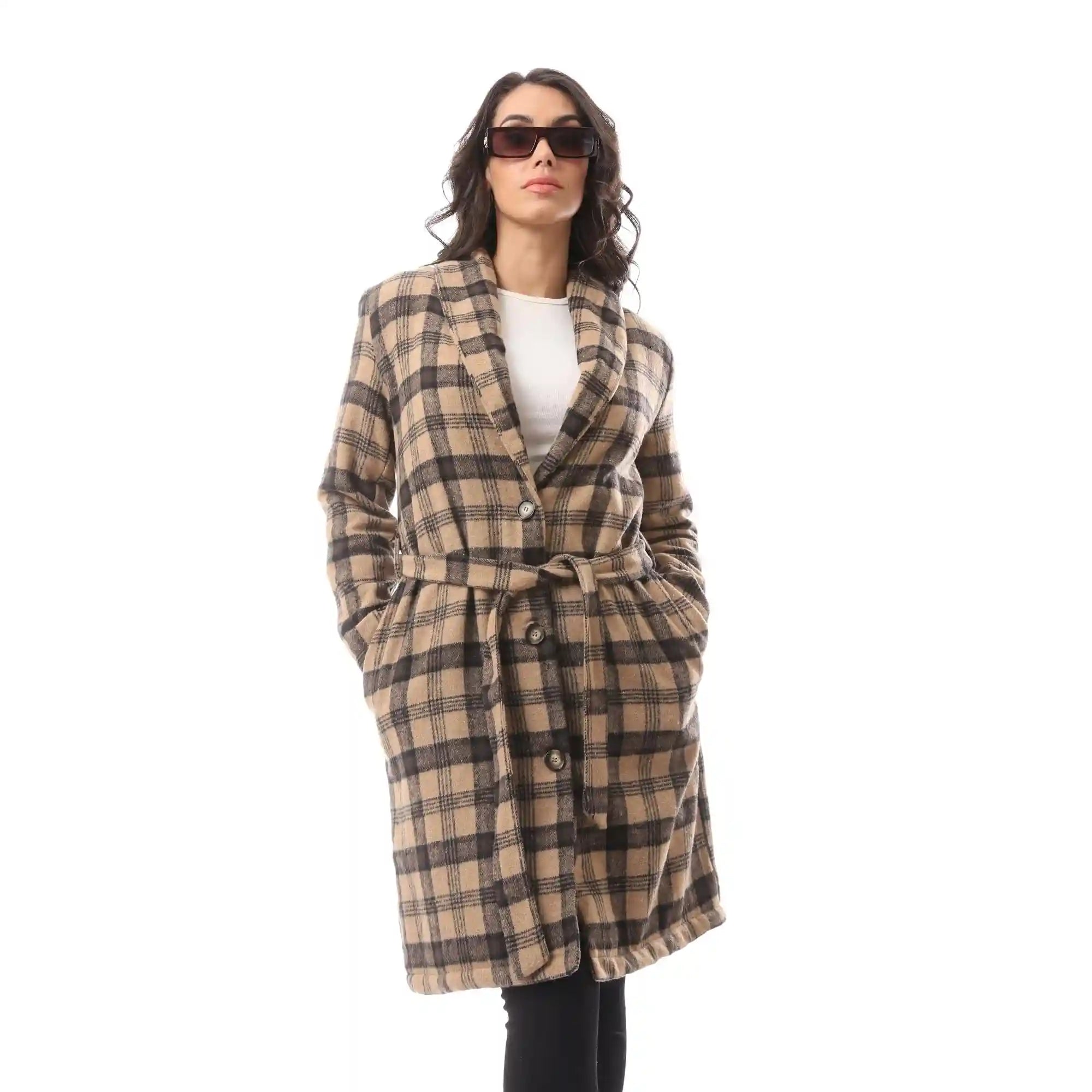 Andora Womens Patterned Comfy 36W24W30304 Wool Coat