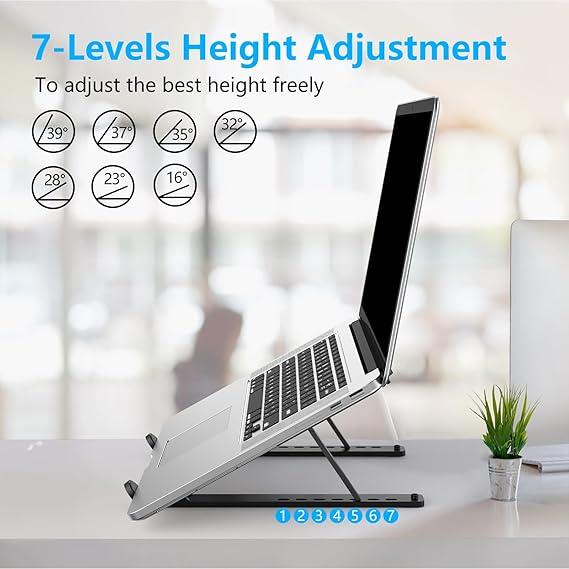 Adjustable Laptop Stand, Portable Aluminum Laptop Riser – Comfort, Stability & Cooling for Your Laptop