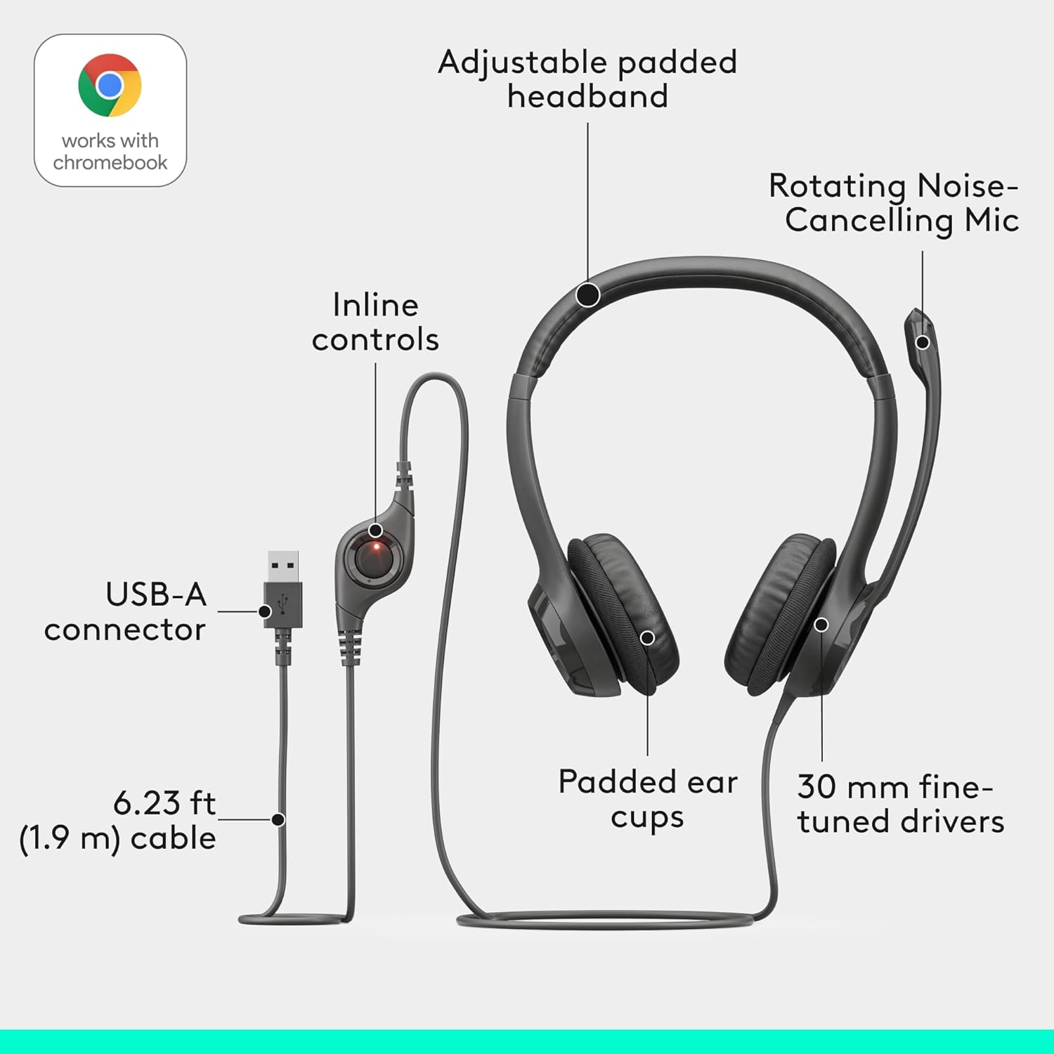 Logitech H390 USB Headset – Clear Sound and Comfortable Design for Work and Calls