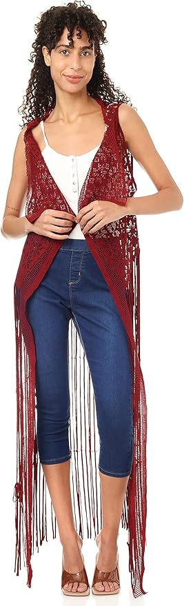 Jamila Women fringed net cardigan Sweater