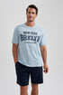 DeFacto Men's Regular Fit Crew Neck Printed T-Shirt from DeFacto Basics