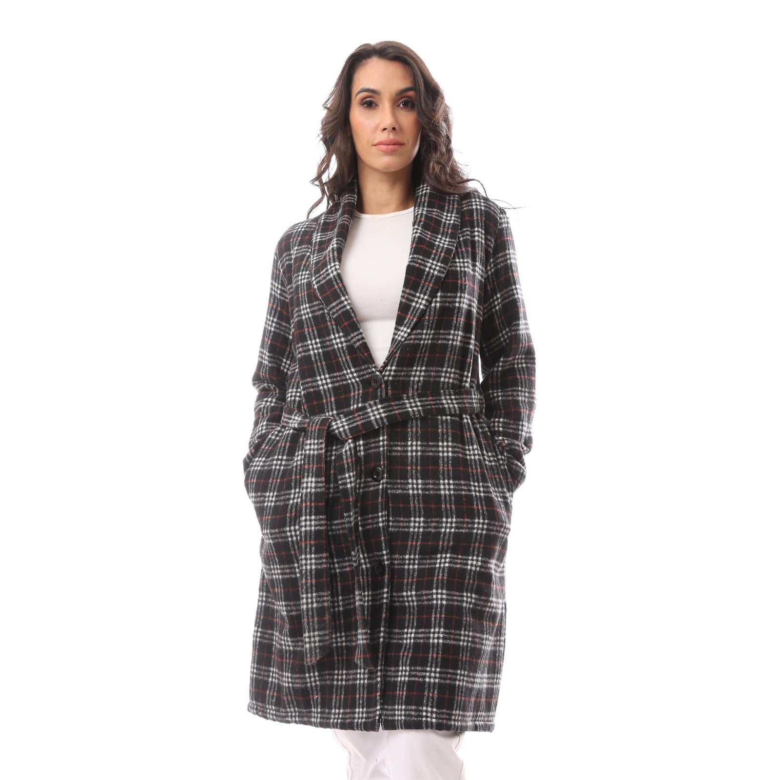 Andora Womens Patterned Comfy 36W24W30304 Modern Wool Coat - Safqqa Egypt