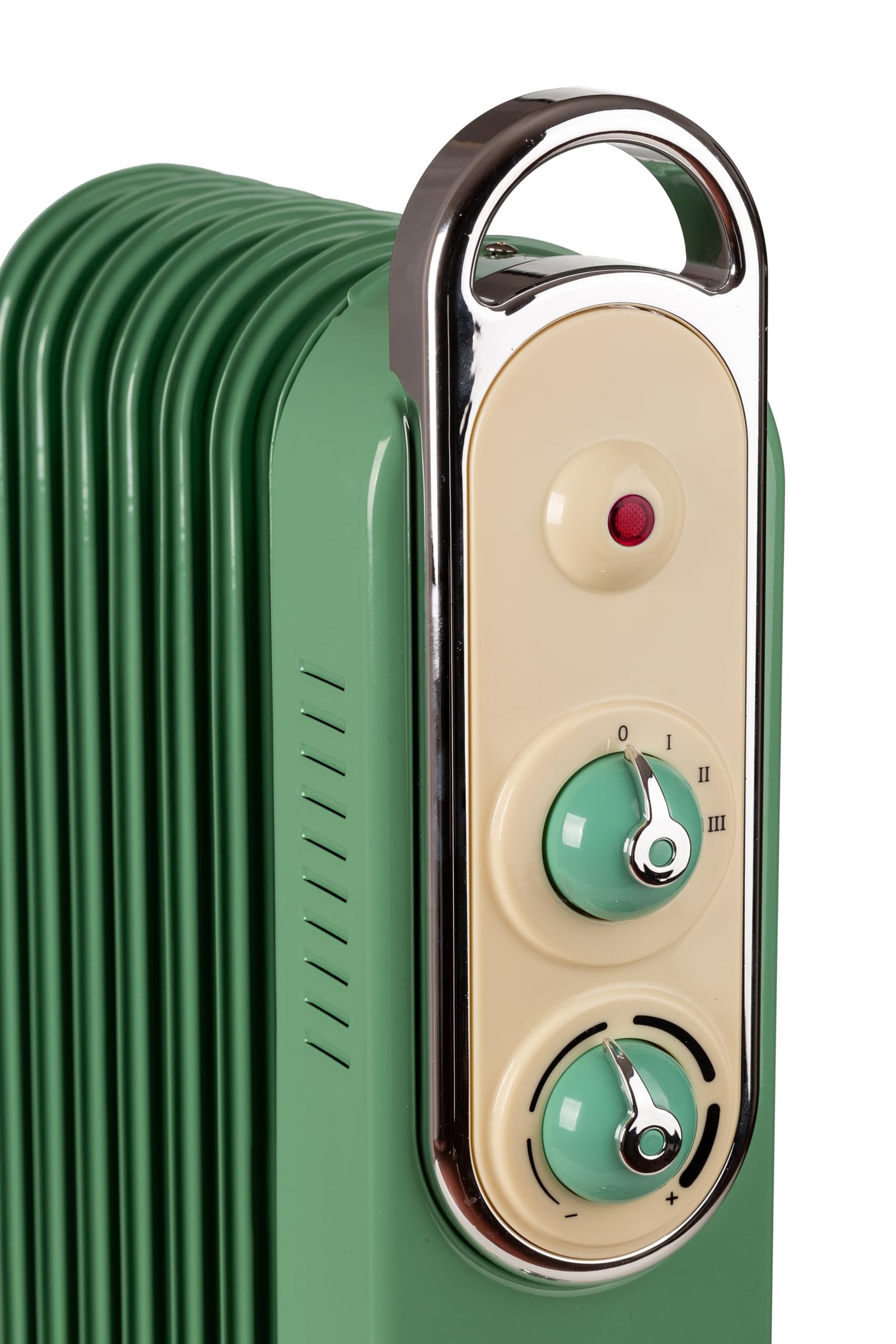 Ariete Vintage Oil Radiator, 9 Heating Elements, 2000W, 3 Power Levels, Handle and Wheels for Easy Transport, Green (By De'longhi Group)