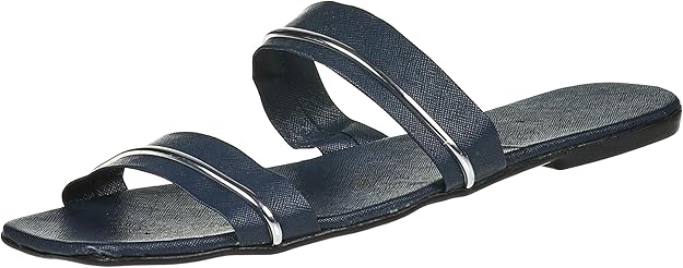 OX Women Faux Leather Slides OX006 Slippers Navy – Safqqa Egypt