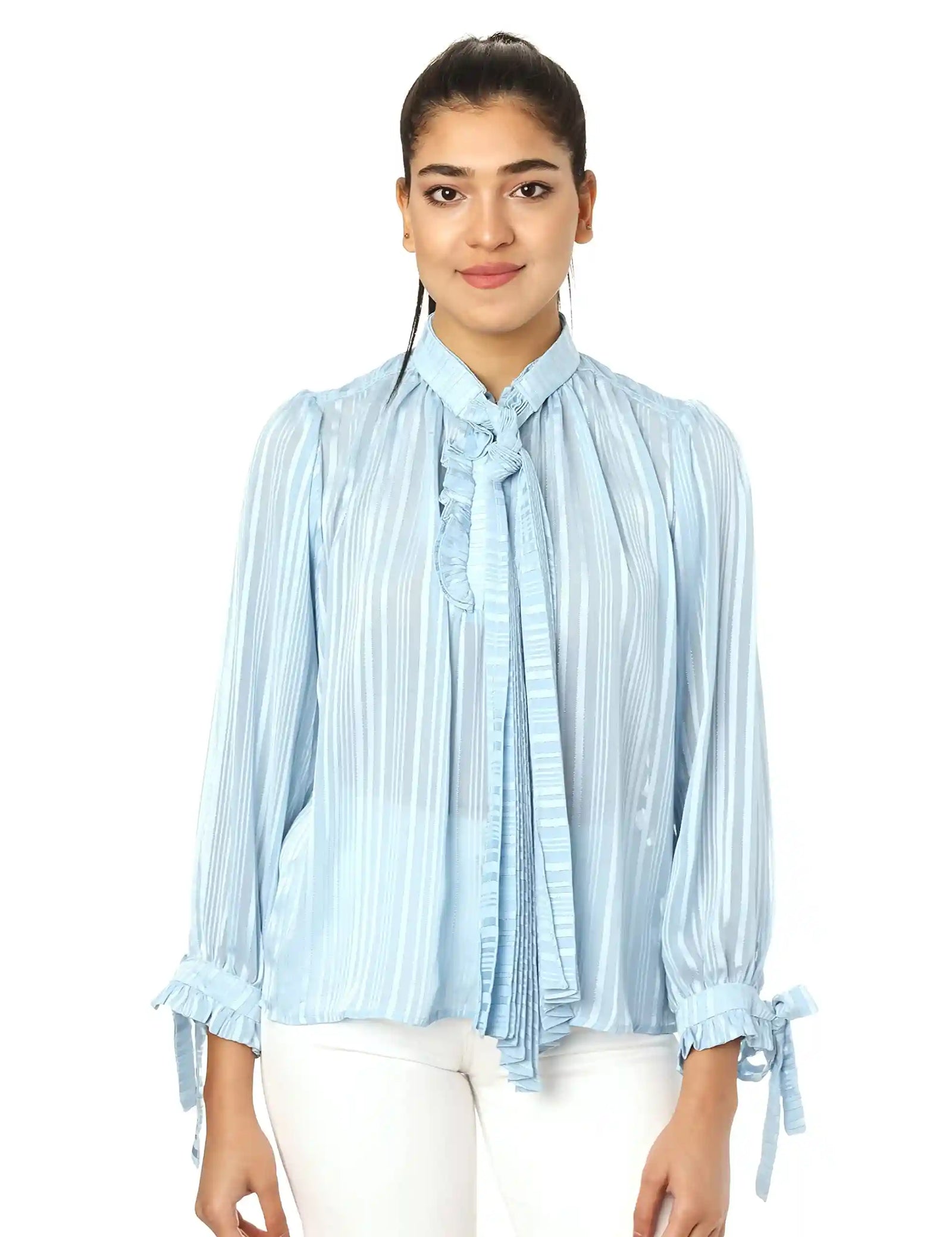 Elle Neck Tie Long Sleeves Blouse for Women - Safqqa Egypt