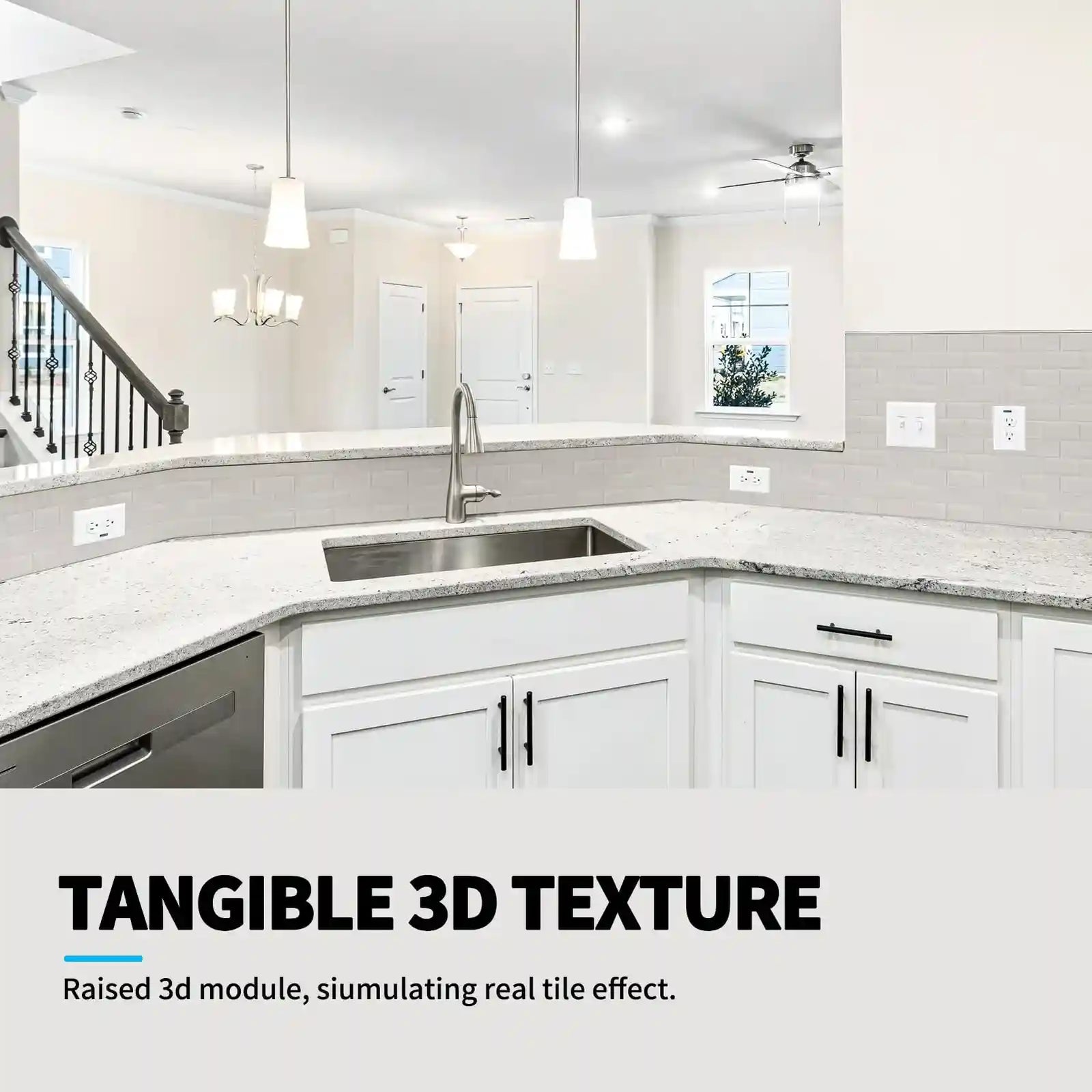 بلاط خلفية مطبخ لاصق من Art3d – 10 ألواح، 12×12 بوصة، أبيض