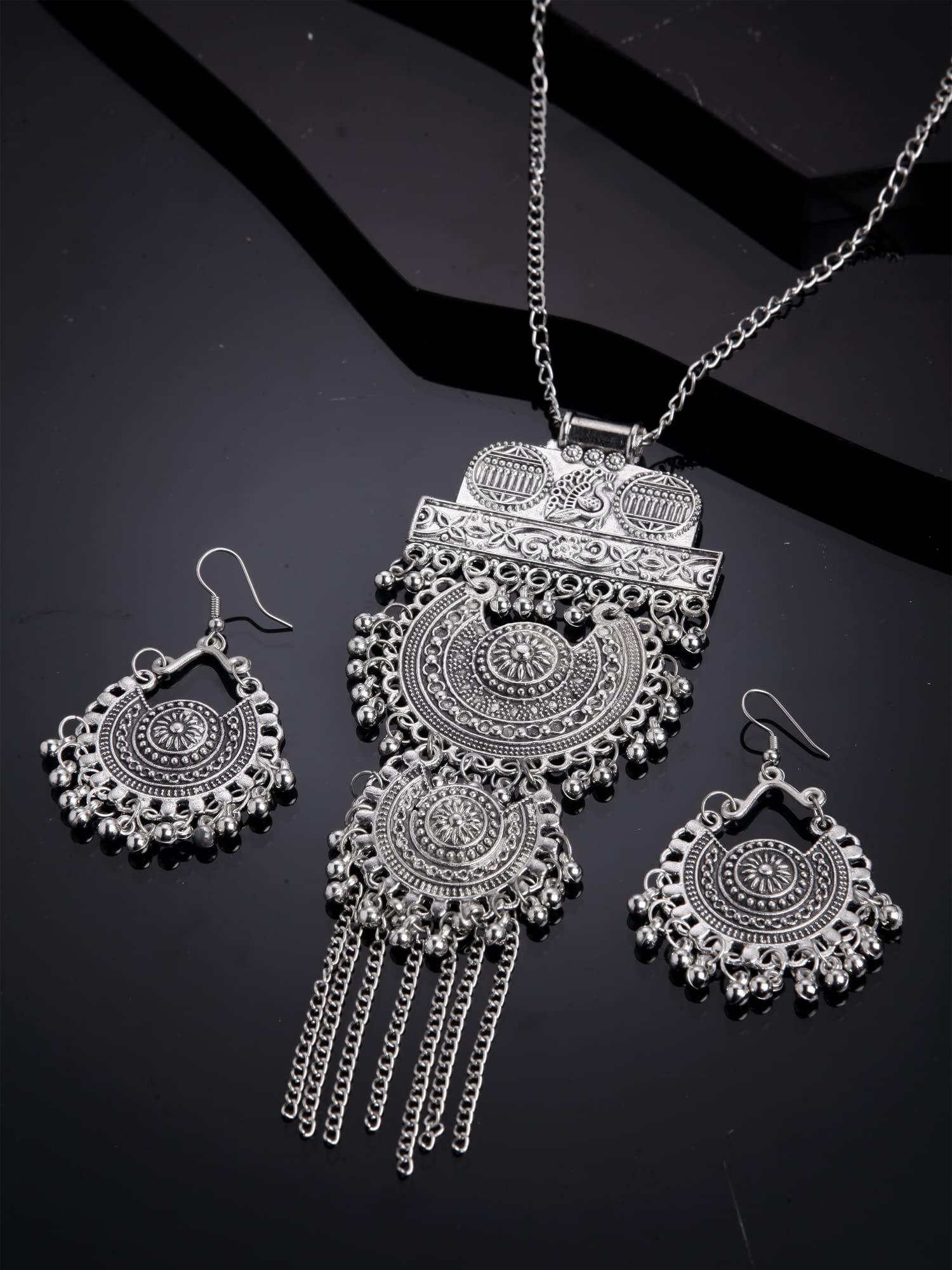 Shining Diva Fashion Silver Necklace Jewellery Set for Women (13174s), One Size