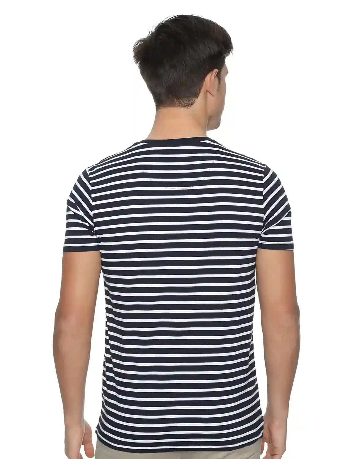 Dalydress Striped Short Sleeves Crew Neck Cotton T-shirt for Men - Safqqa Egypt