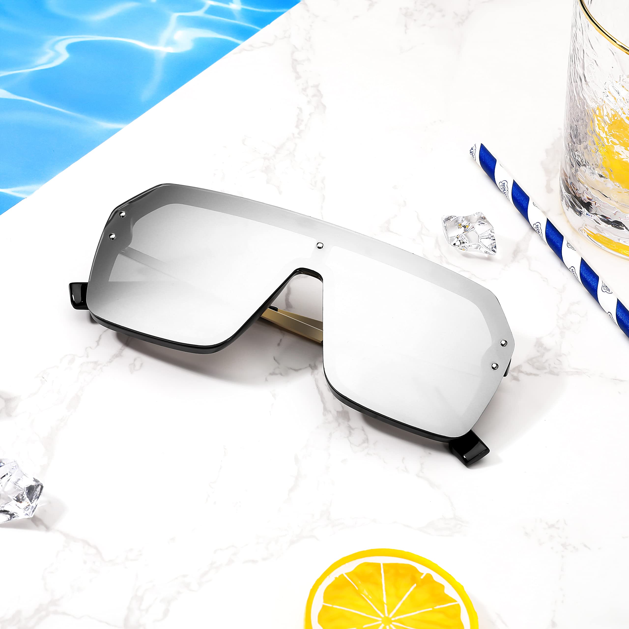 FEISEDY Classic Rimless Sunglasses – Stylish Retro Design for Women & Men – Safqqa Egypt