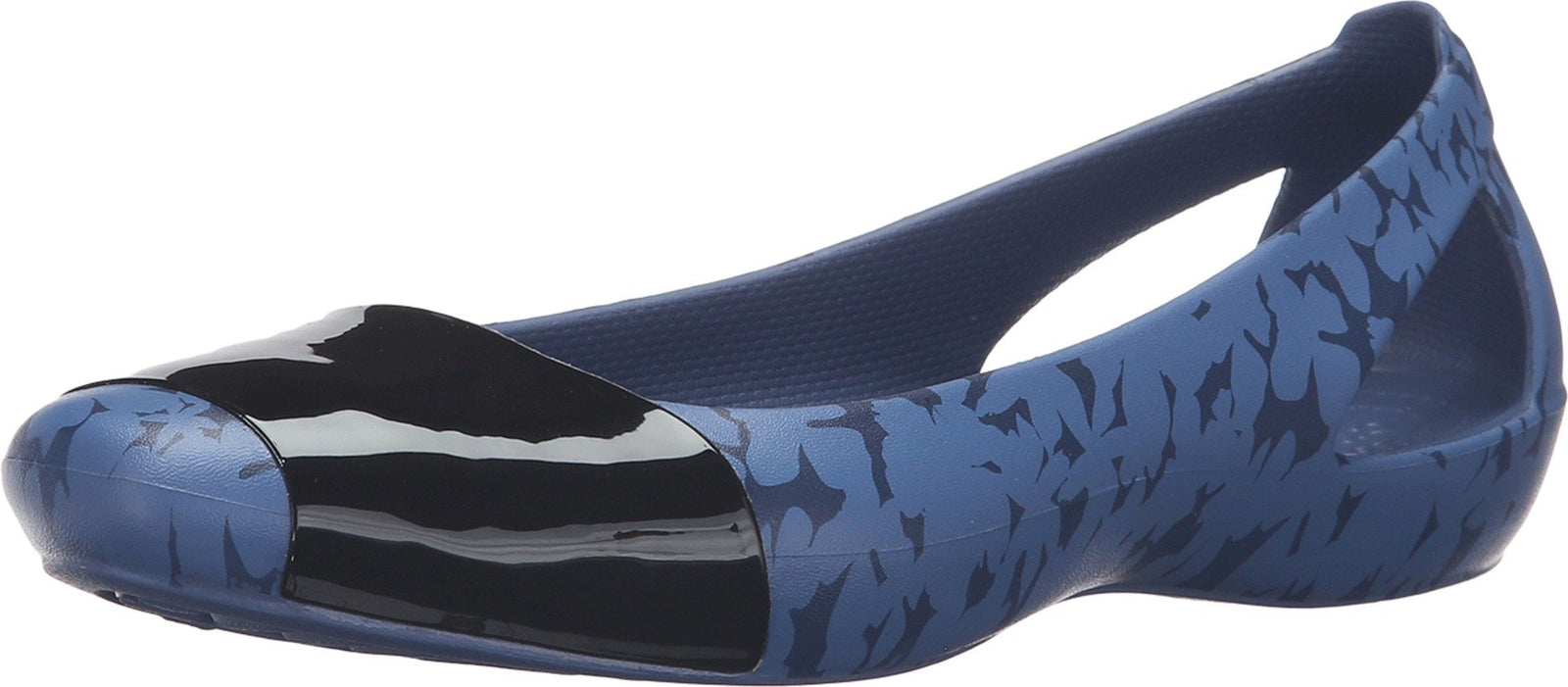 Crocs Sienna Patent Leather Strap Patterned Ballerina Shoes For Women - Navy,