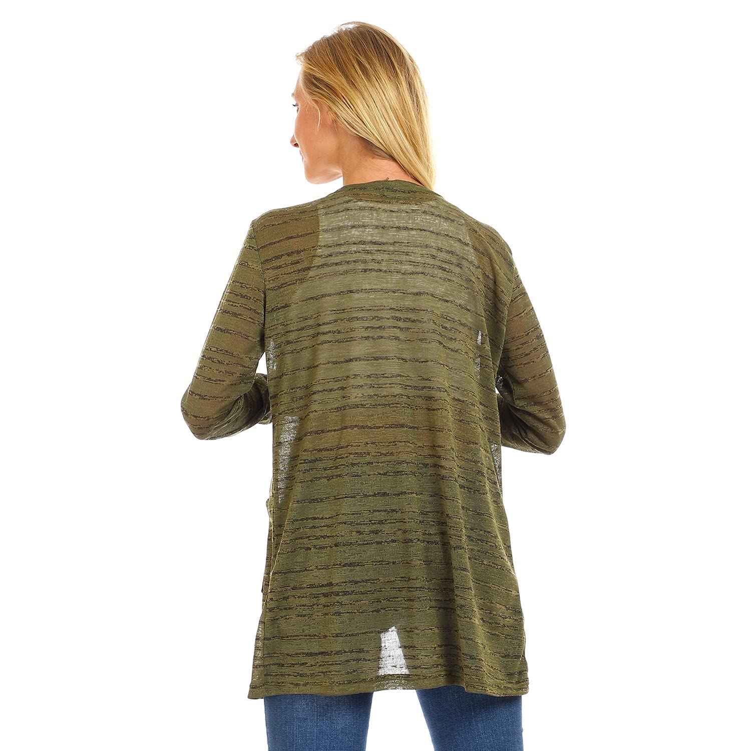 JAMILA Side Pockets Patterned Open Neckline Cardigan,Side pockets provide practicality and convenience.