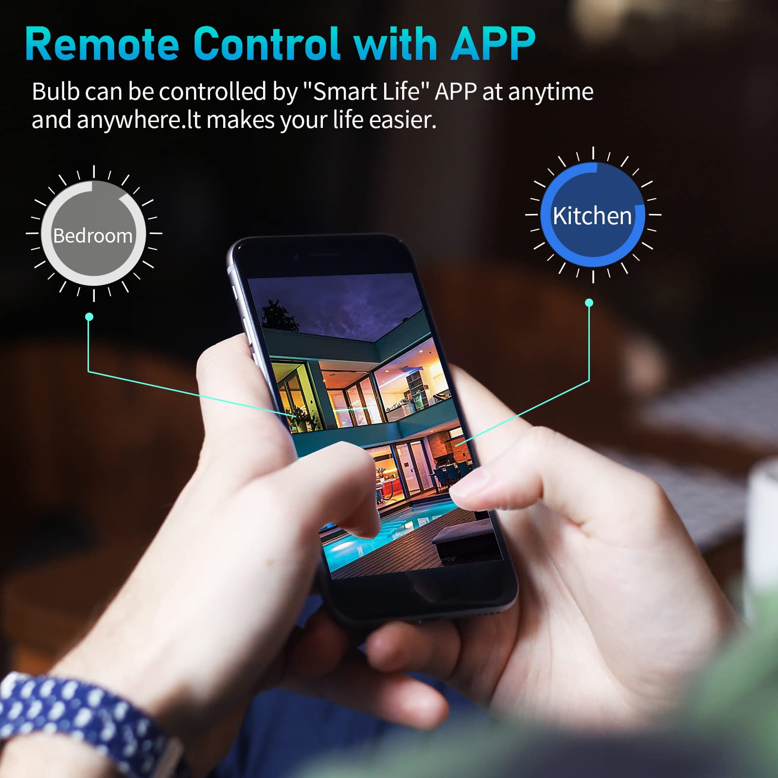 مجموعة مصابيح LED ذكية من سكاي-تاتش تتكون من قطعتين، بمقابس E27 وتتميز بإمكانية تعديل الألوان عبر جهاز التحكم عن بعد. يستهلك كل مصباح ١٠ واط ويوفر سطوعاً يصل إلى ٨٠٠ لومن