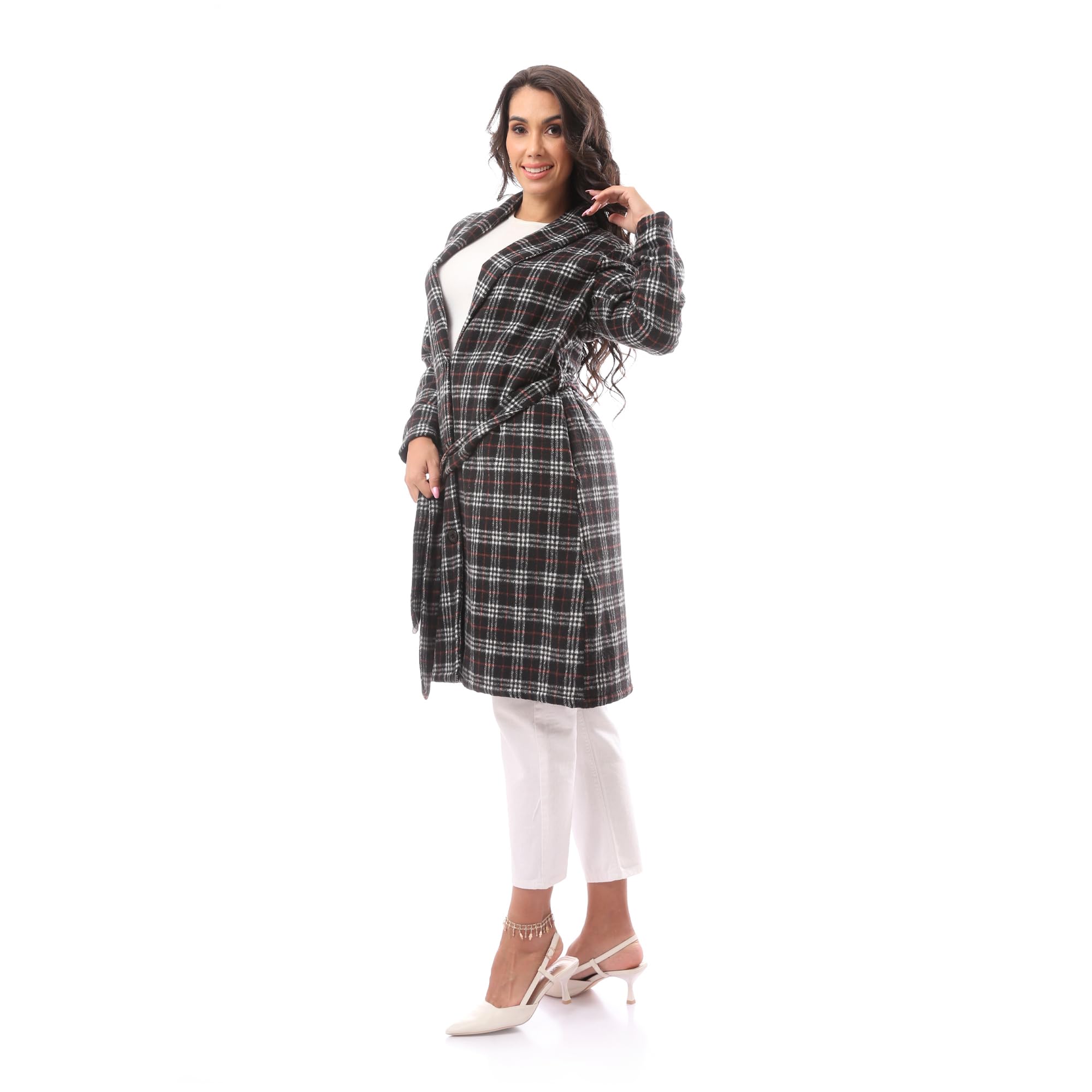 Andora Womens Patterned Comfy 36W24W30304 Modern Wool Coat - Safqqa Egypt