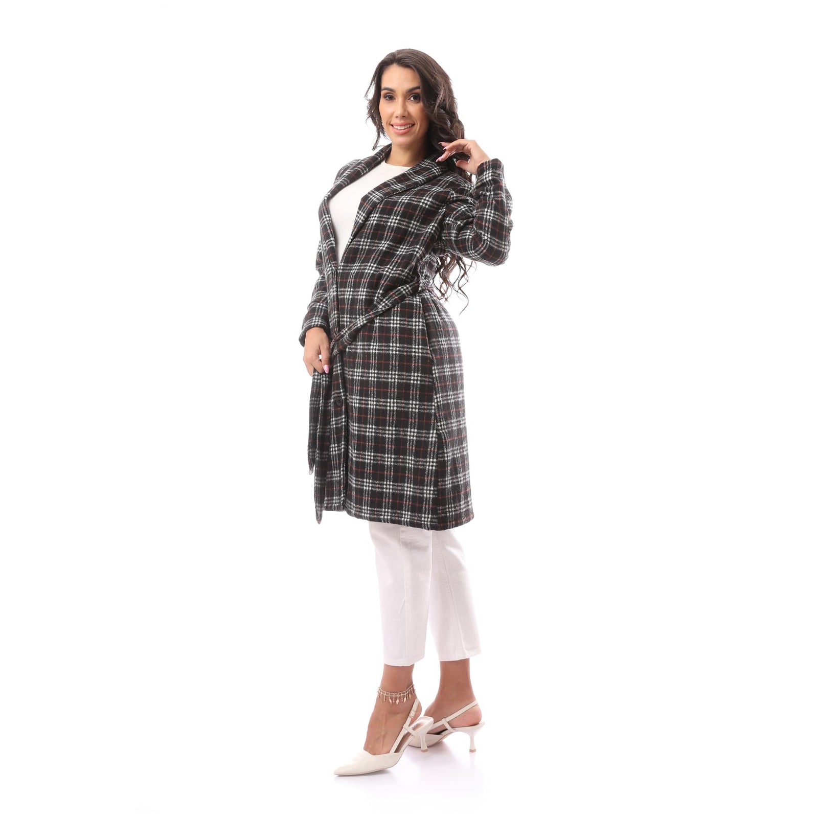 Andora Womens Patterned Comfy 36W24W30304 Modern Wool Coat - Safqqa Egypt