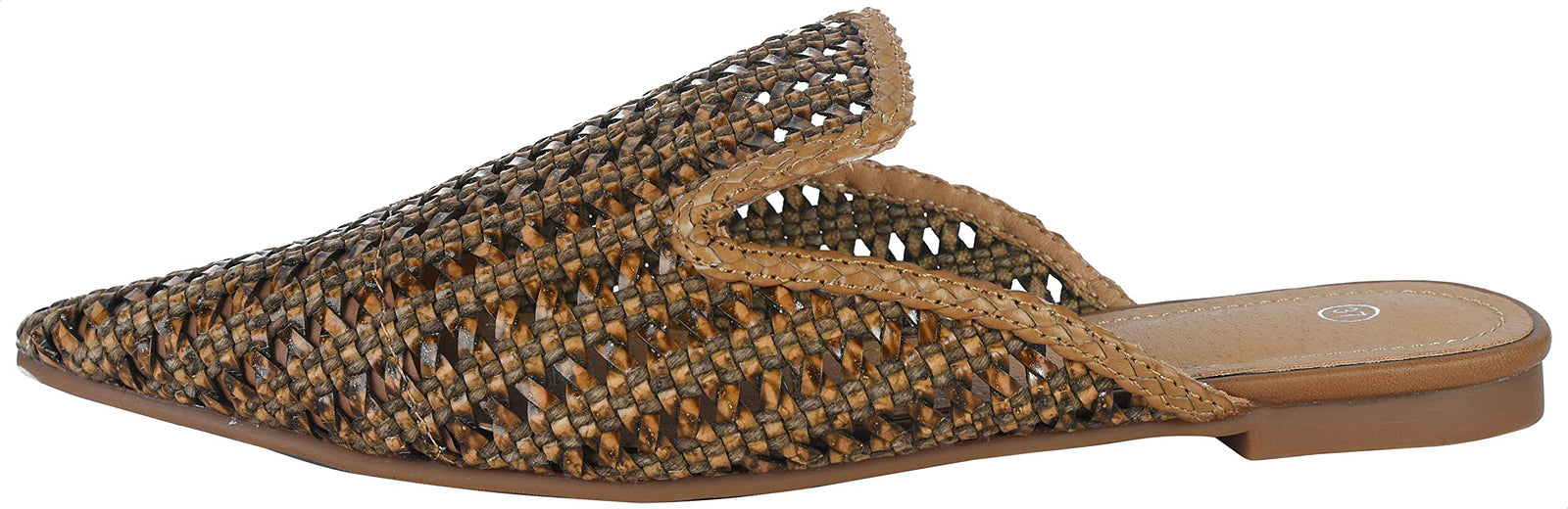 Pixi Leather Perforated Pointed-Toe Flat Mules for Women,Flat, comfortable sole for daily wear