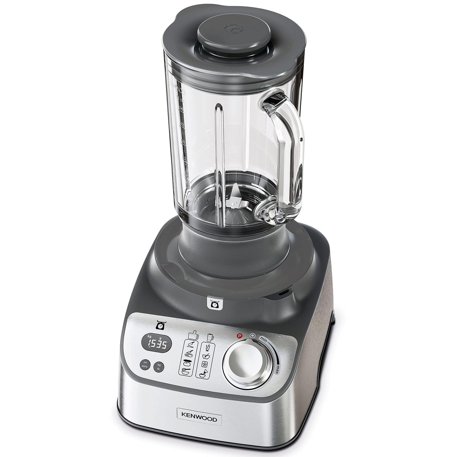 Kenwood Food Processor 1000W With Glass Blender, Glass Mill, Juicer Extractror, Dual Metal Whisk, Dough Maker, Citrus Juicer, Express Serve/Salad Maker, Kitchen Scale/Weighing Tray Fdm71.980Ss Silver