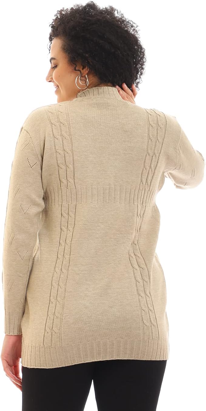 سترة نسائية محبوكة بياقة دائرية من أندورا 