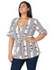 Splash Patterned Waist Tie Short Sleeves V Neck Blouse for women - Safqqa Egypt