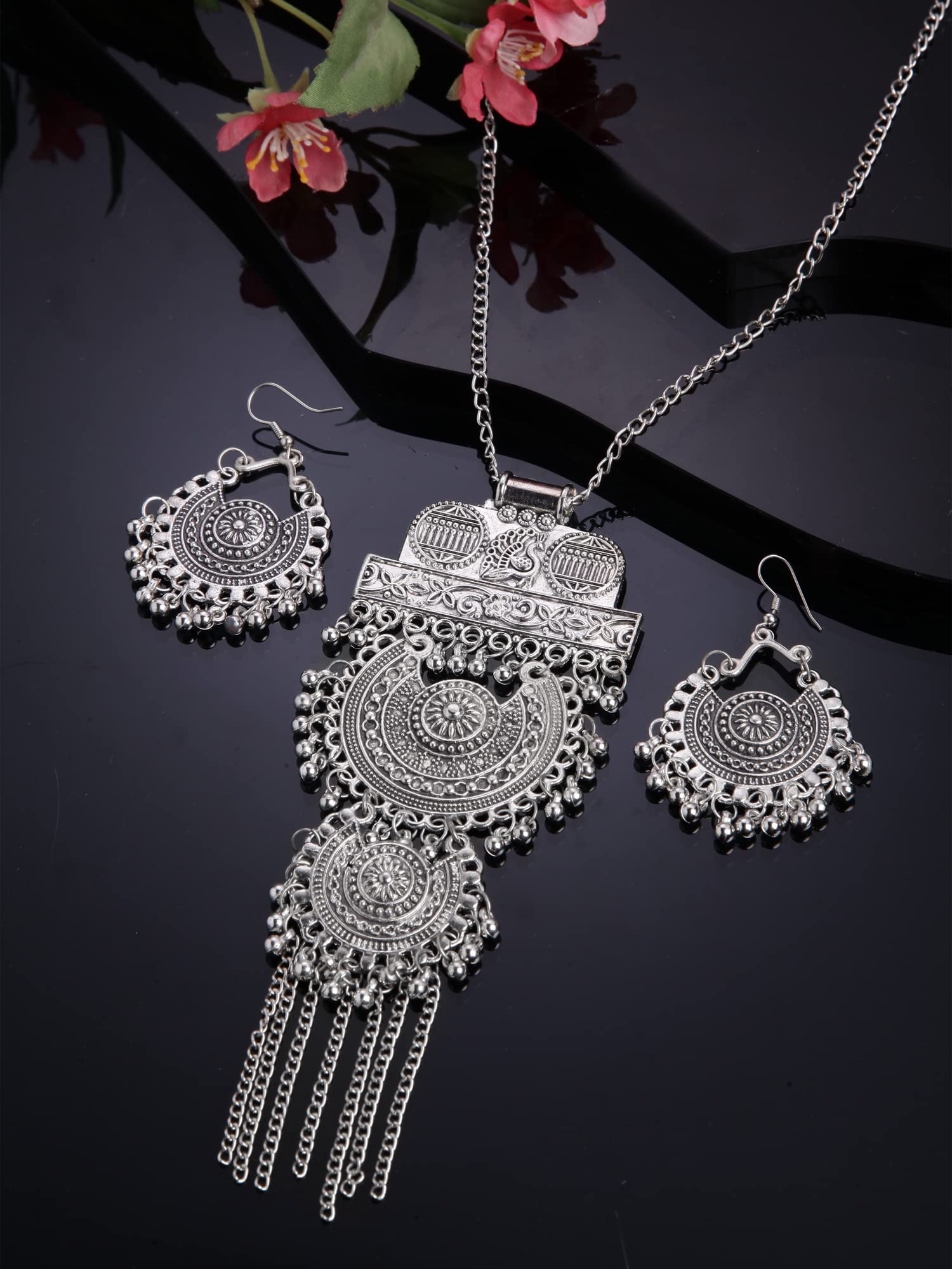 Shining Diva Fashion Silver Necklace Jewellery Set for Women (13174s), One Size