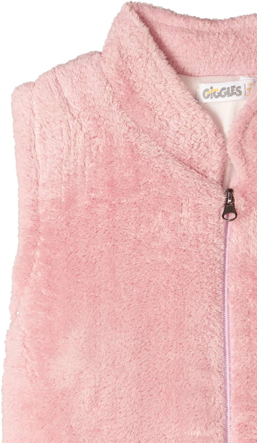 Giggles Plain Front Zip Faux Fur Vest for Girls