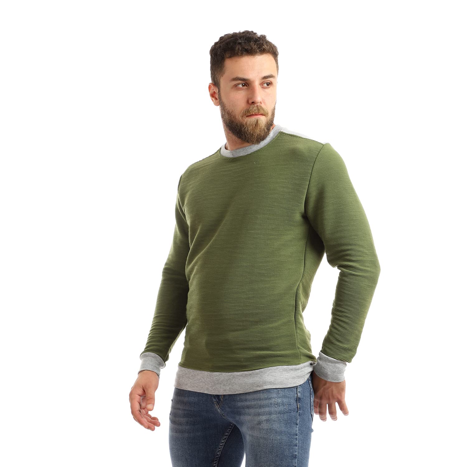 سويت شيرت رجالي بياقة دائرية وأكمام طويلة