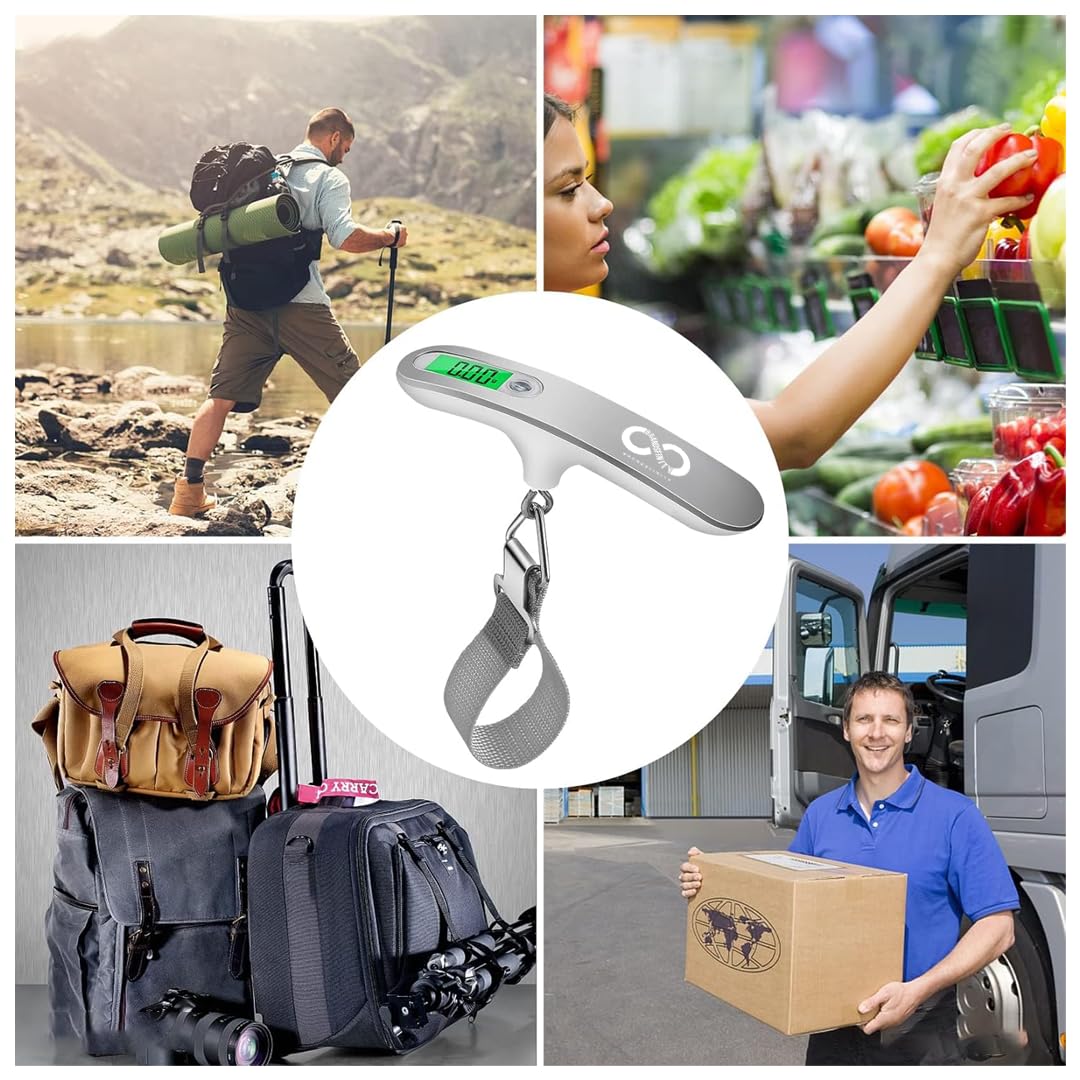 BRANDSFINITY Digital Luggage Weighing Scale Backlight Hanging Portable Travel Suitcase Scale with LCD Display for High Precision Weight Measurement Capacity Upto 50kg/110lbs - Safqqa Egypt