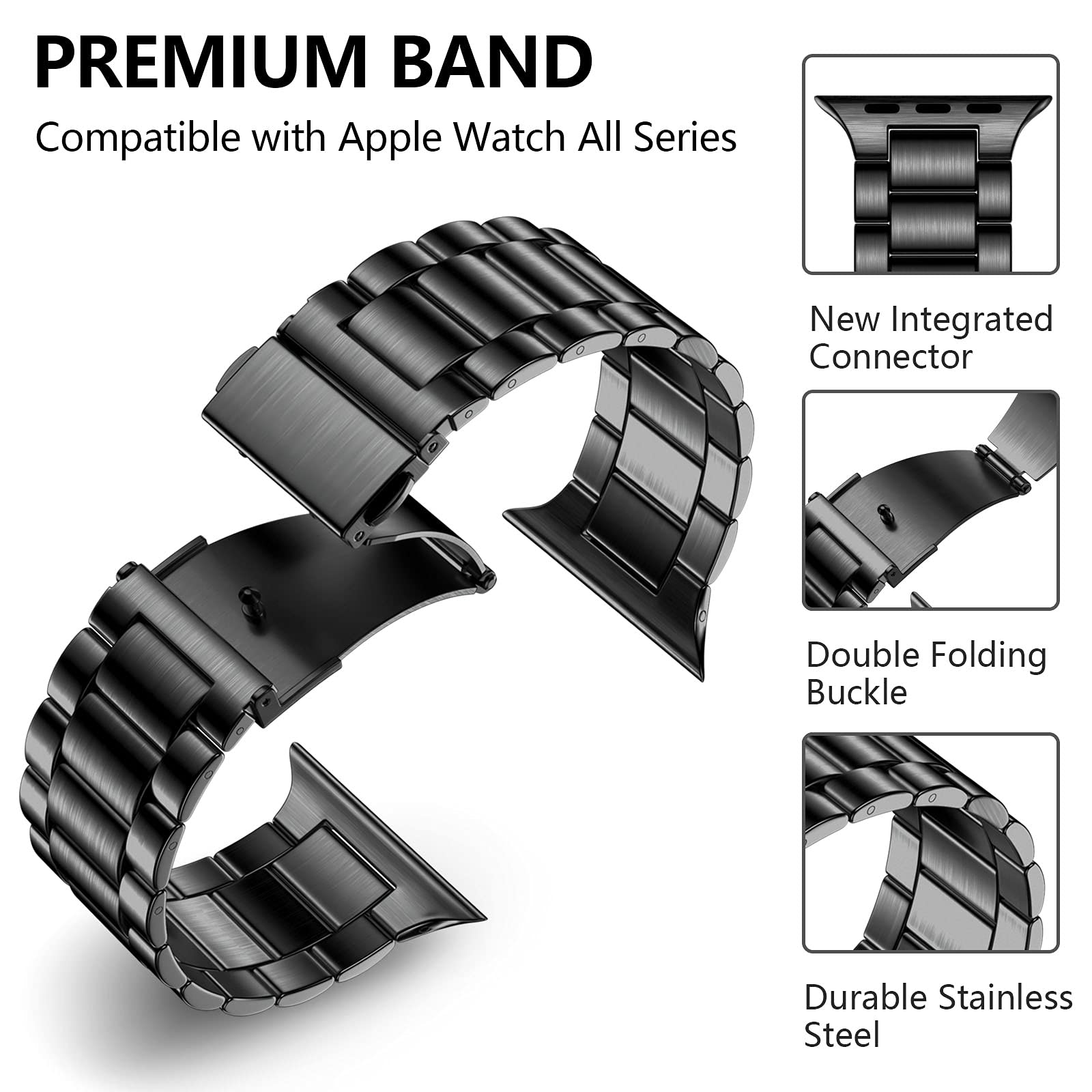 Netolo Metal Straps Compatible with Apple Watch Straps 38mm 40mm 41mm 42mm 44mm 45mm 46mm 49mm, Stainless Steel Business Band Compatible with iWatch Series 10 9 8 7 6 5 4 3 2 1 SE/ SE2 Ultra 2/ Ultra