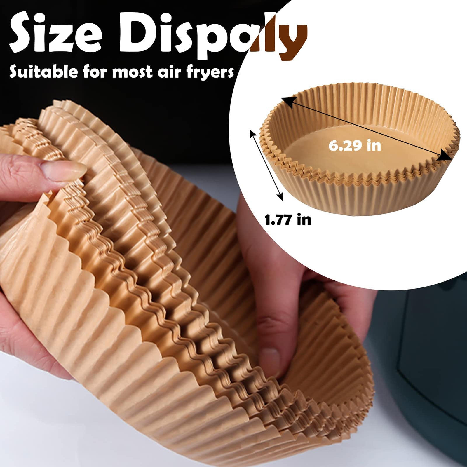 Zwirelz Airfryer Pack of 50 Air Fryer Parchment Paper Liner Air Fryer Non-Stick Disposable Paper for Frying Pan, Oven, Microwave and Hot Air Fryer