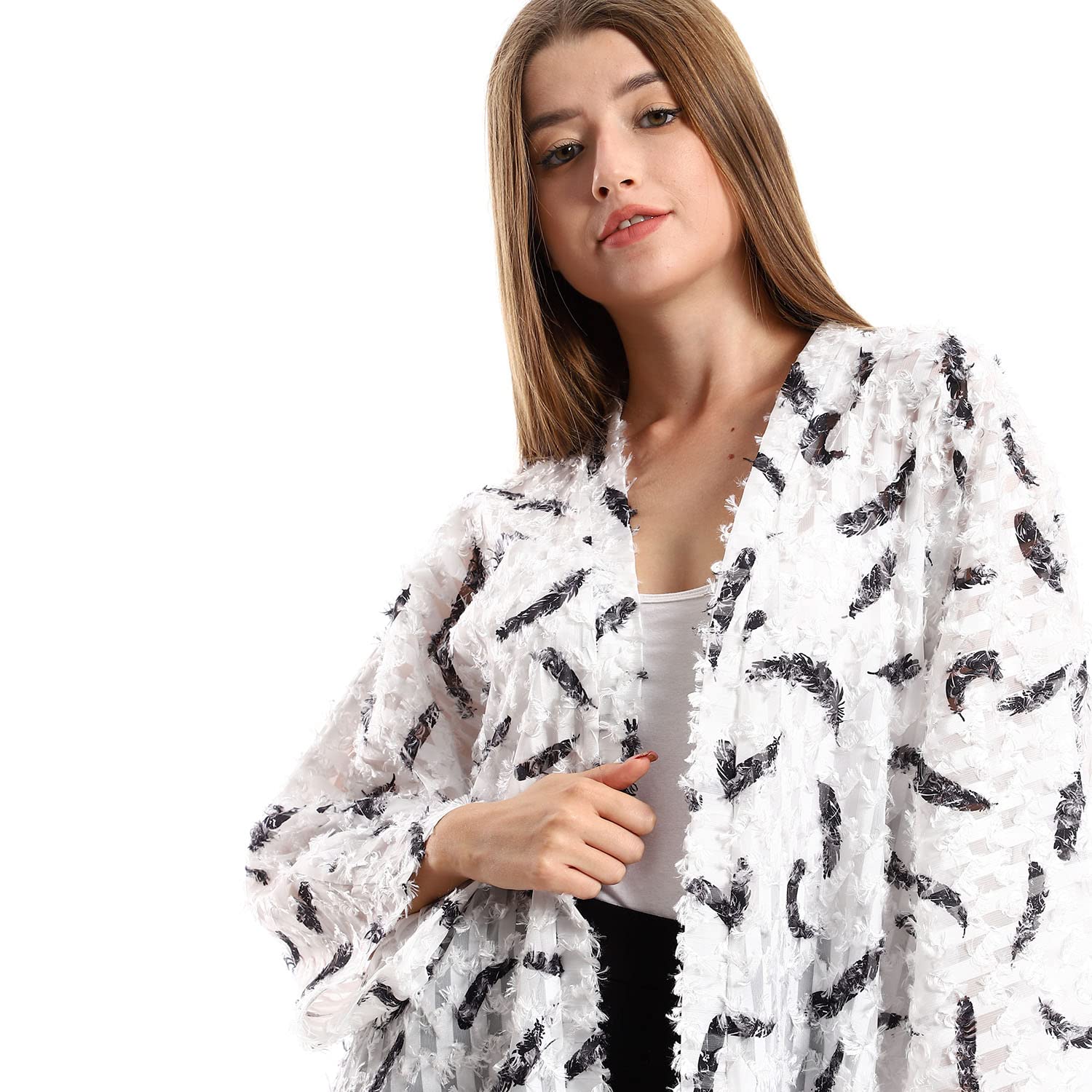 JAMILA Women Eyelash Long Sleeves Kimono ROBE