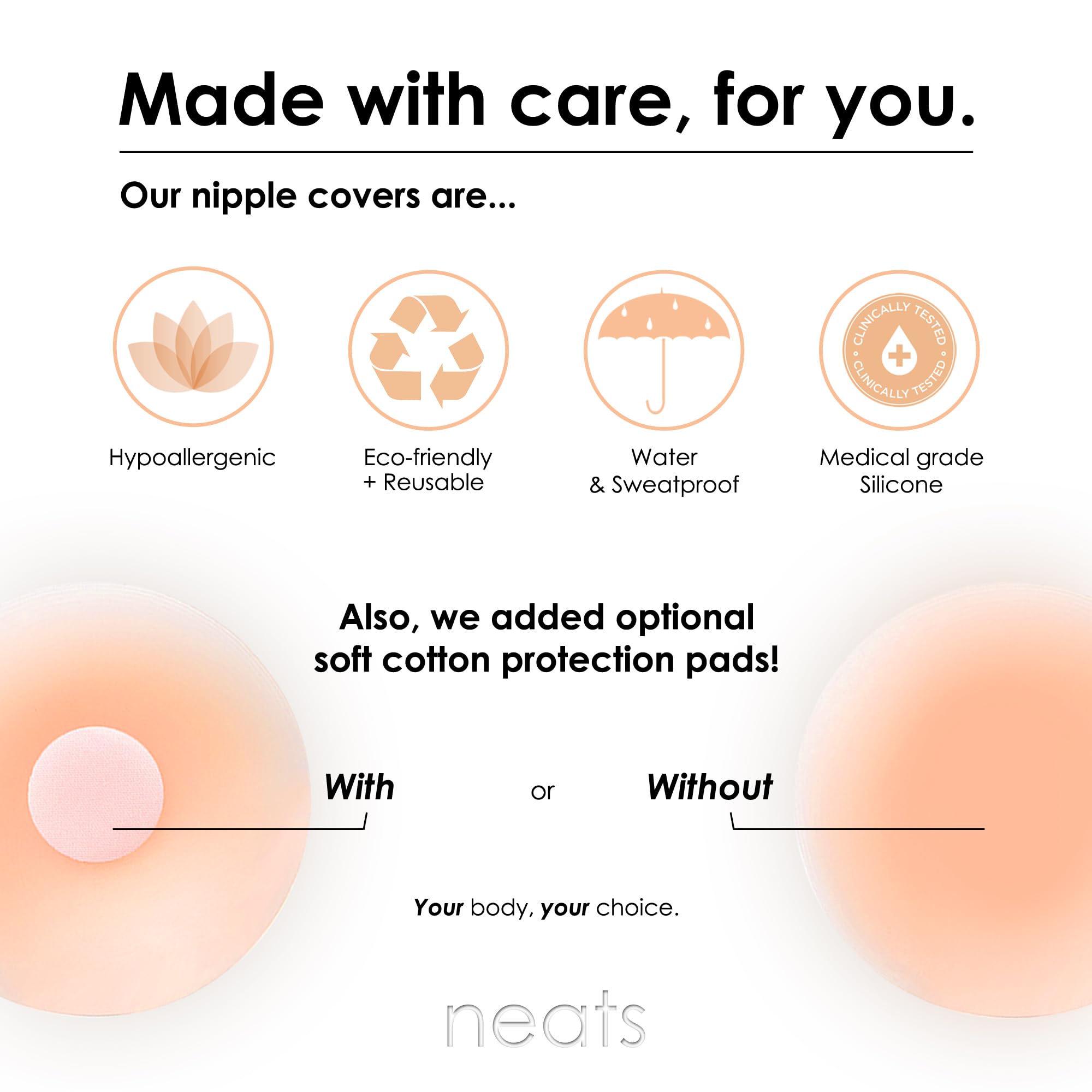 NEATS Nipple Covers Tepelcovers Voor Vrouwen Herbruikbare Hypoallergene Zelfklevende Silicone Pasties