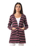 Jamila Women Striped Front Pockets Long Sleeves Open Cotton Cardigan