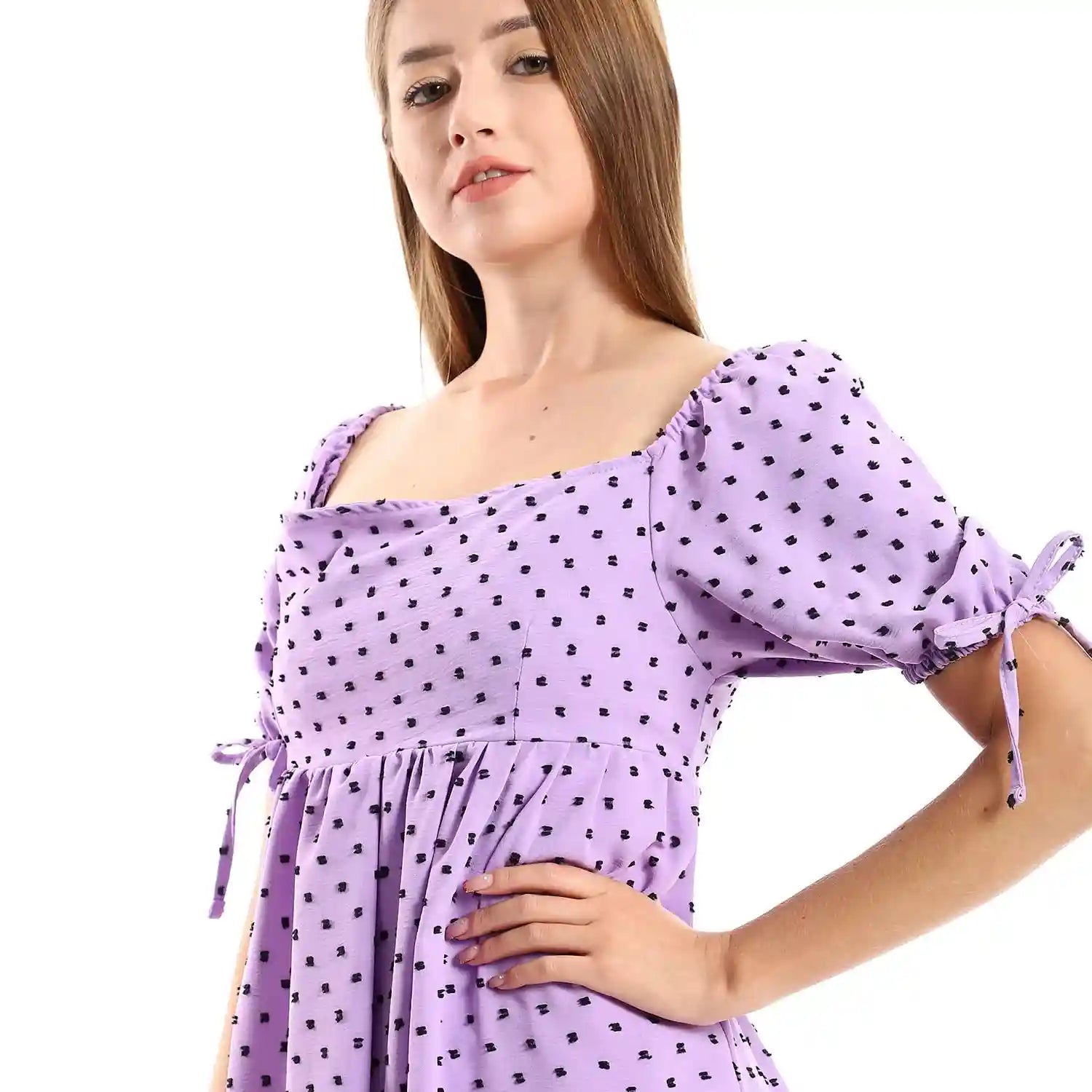 JAMILA Women Self Stitched Square Collar Tiered Tunic - Safqqa Egypt