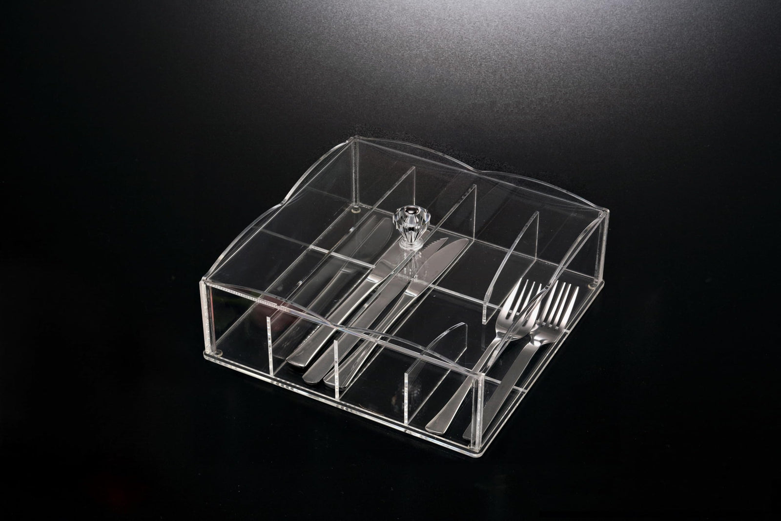 Vague Acrylic Square Cutlery Holder, Transparent