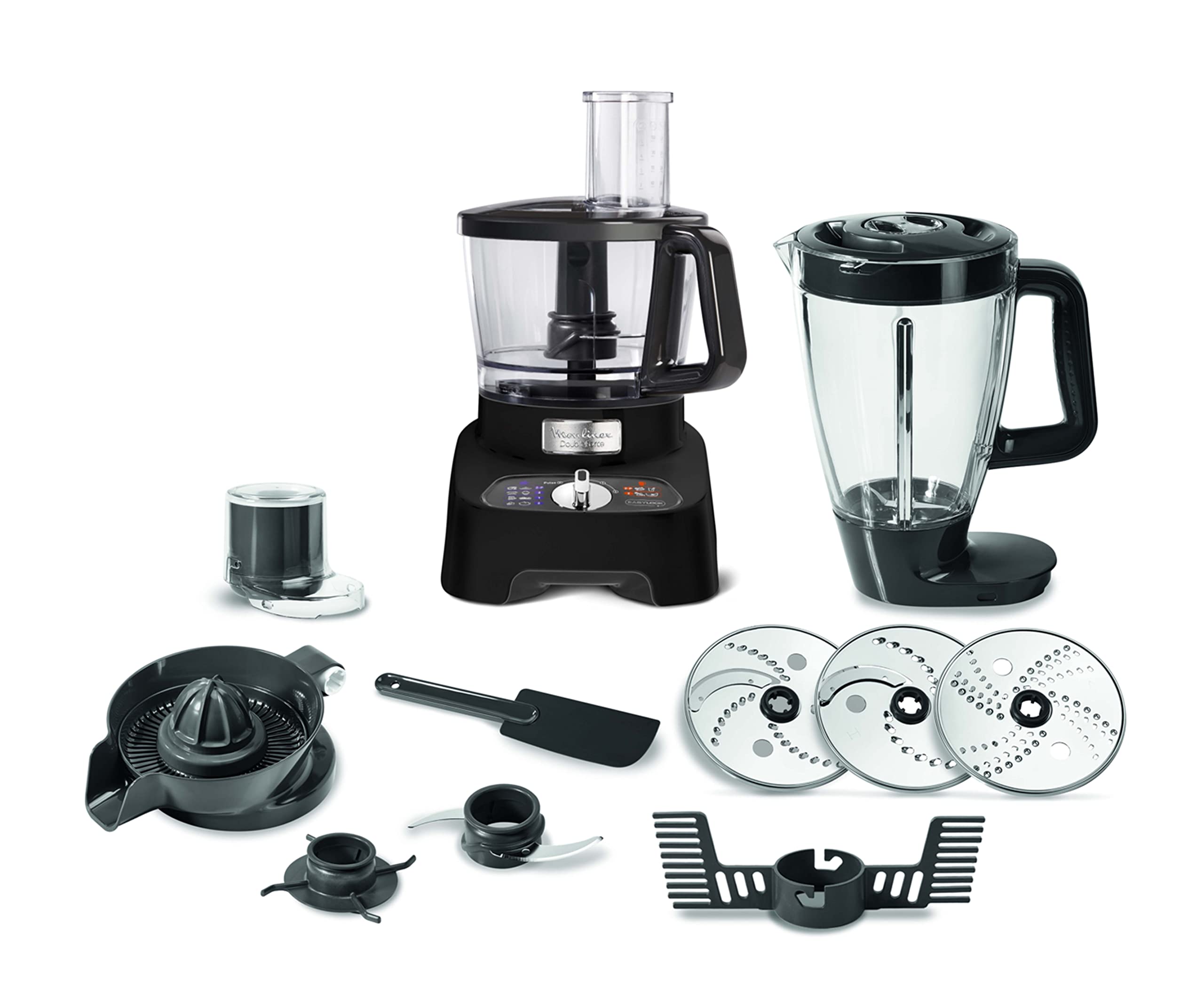 Moulinex FP824825 Double Force, Food Processor, 1000 Watts, 34 Functions, 3L Bowl, 2L Blender, Manual Control Panel, Easylock Safety System,