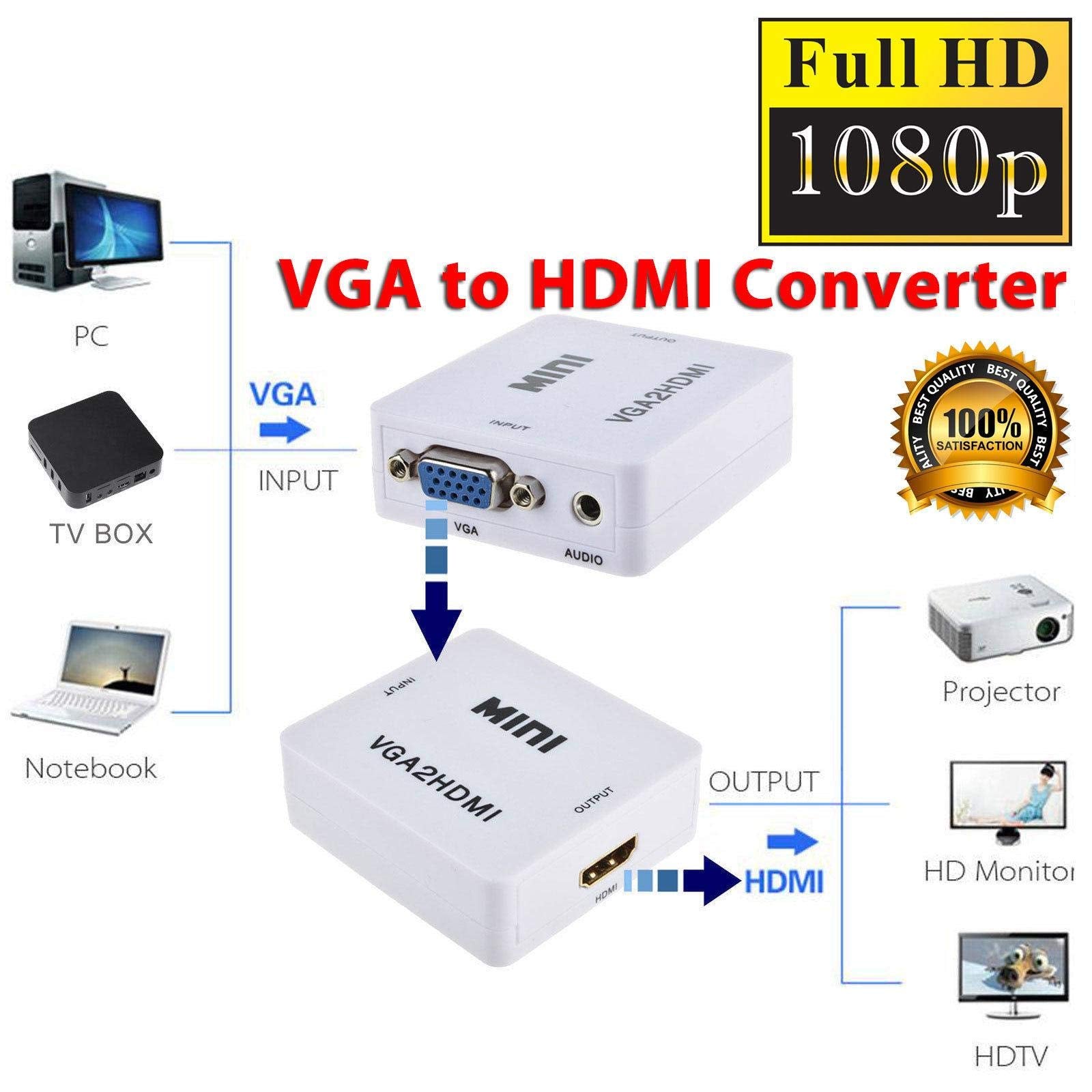 محول VGA إلى HDMI مع صوت – يدعم فيديو Full HD 1080P