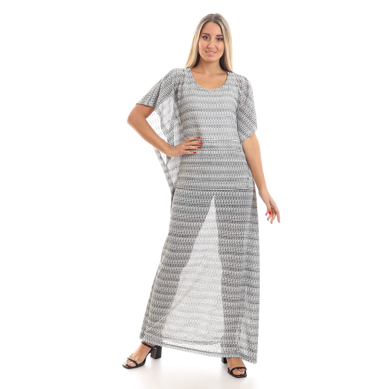 JAMILA Wide Scoop Neck Slip On NightDress For Women,Ideal for nightwear, lounging, or home relaxation.